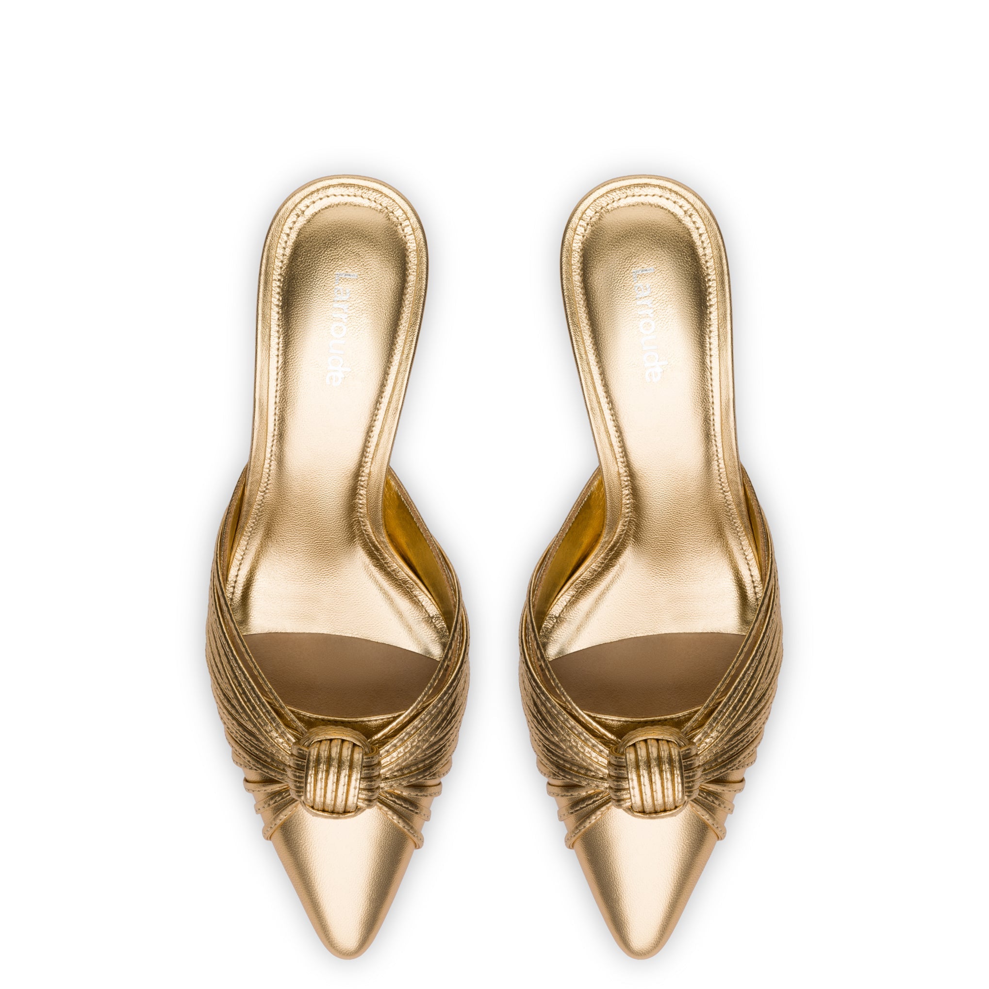 Mini Valerie Pump In Gold Metallic Leather by Larroudé