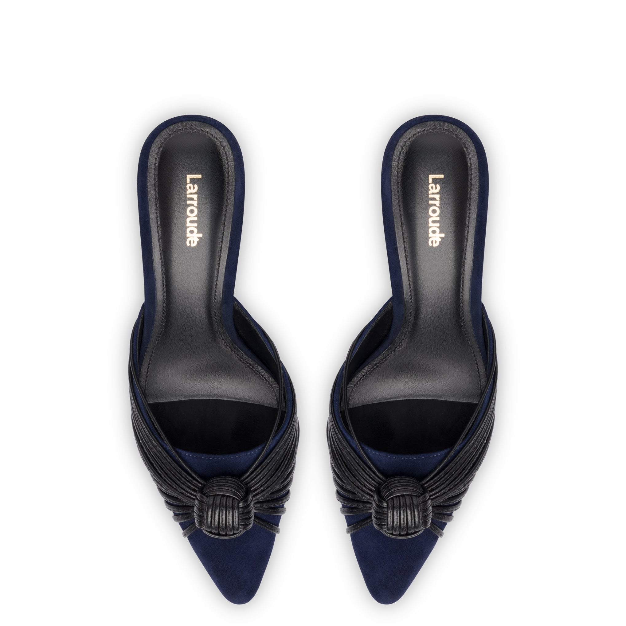 Mini Valerie Pump In Navy Suede and Black Leather by Larroudé