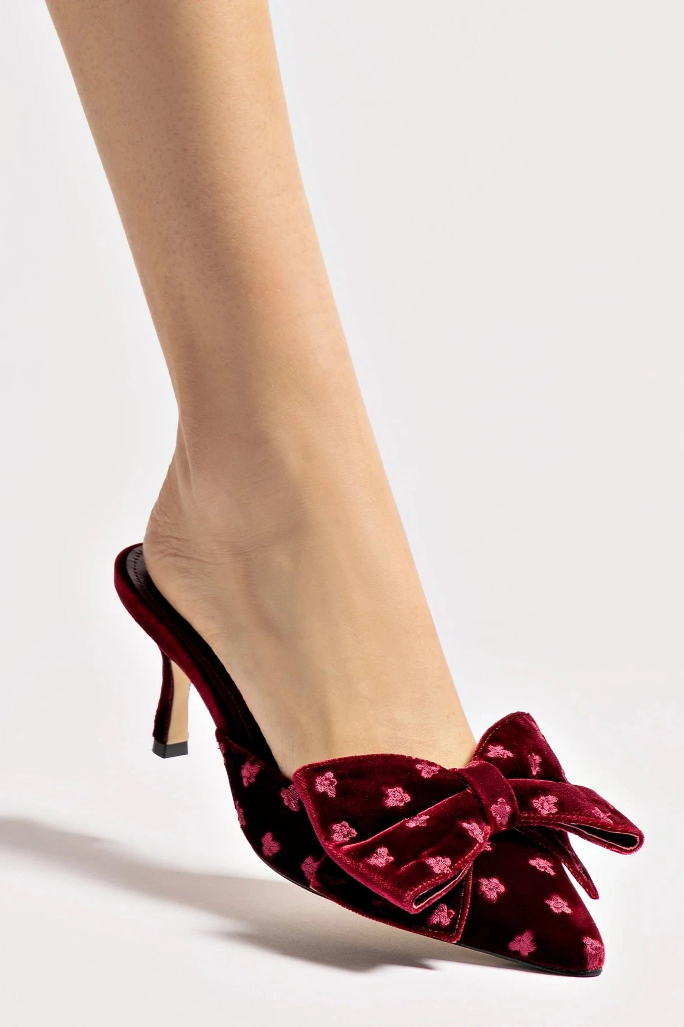 Mini Elle Pump In Wine Velvet by Larroudé