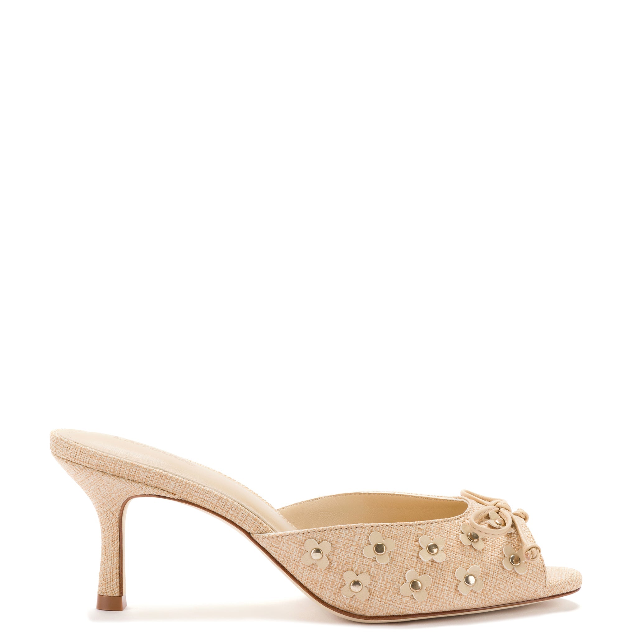 Jasmine Mule In Beige Raffia by Larroudé