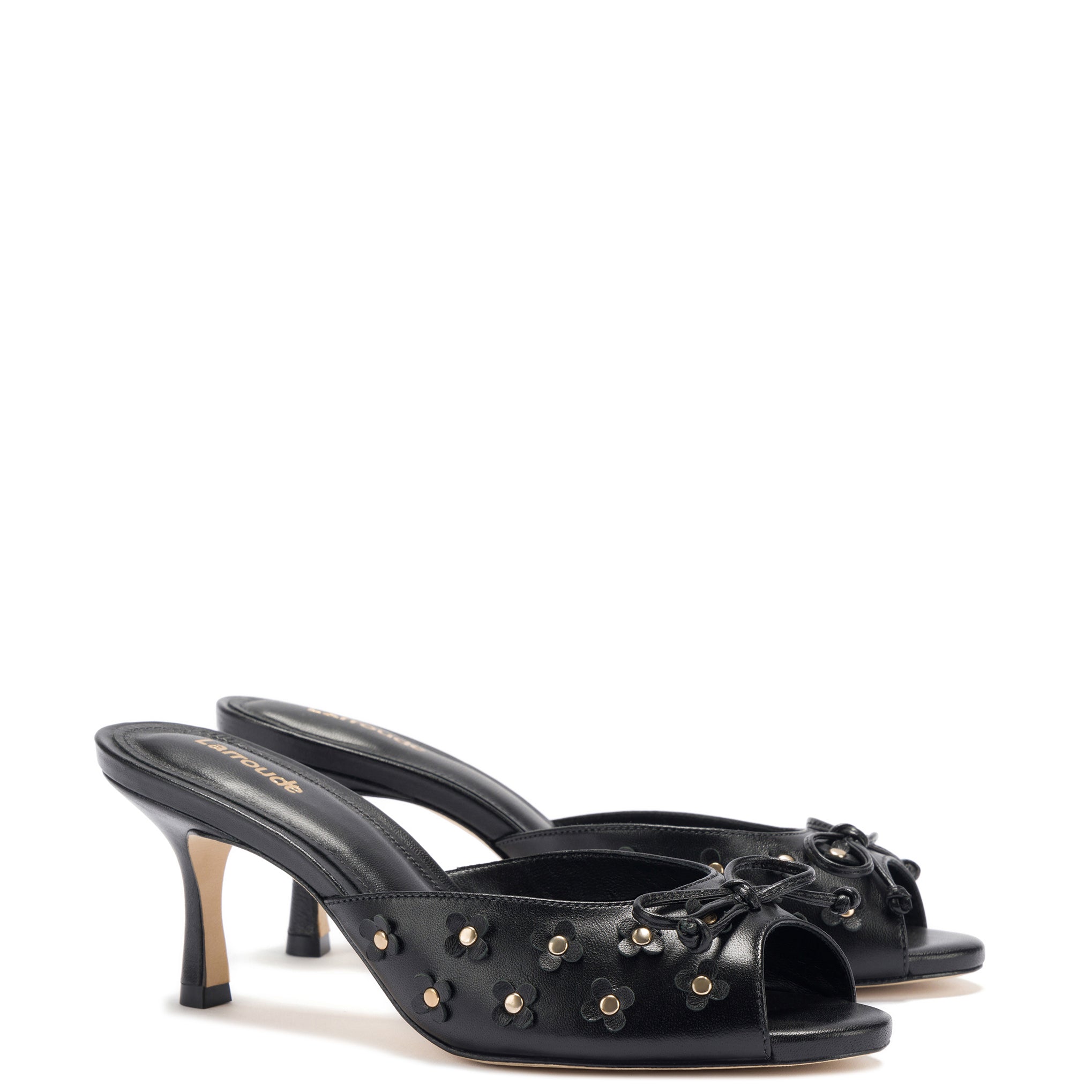 Jasmine Mule In Black Leather by Larroudé