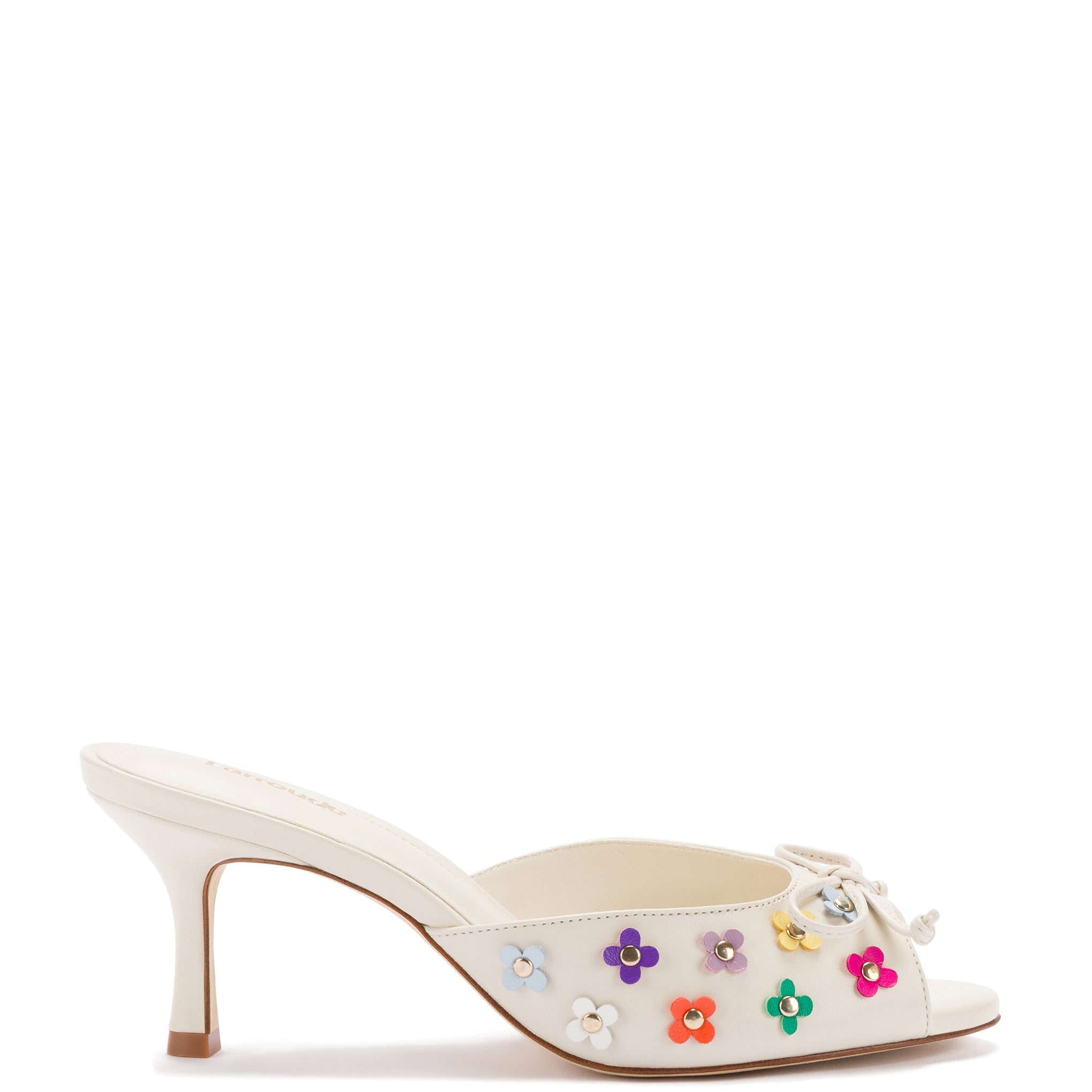 Jasmine Mule In Ivory and Multicolor Leather by Larroudé