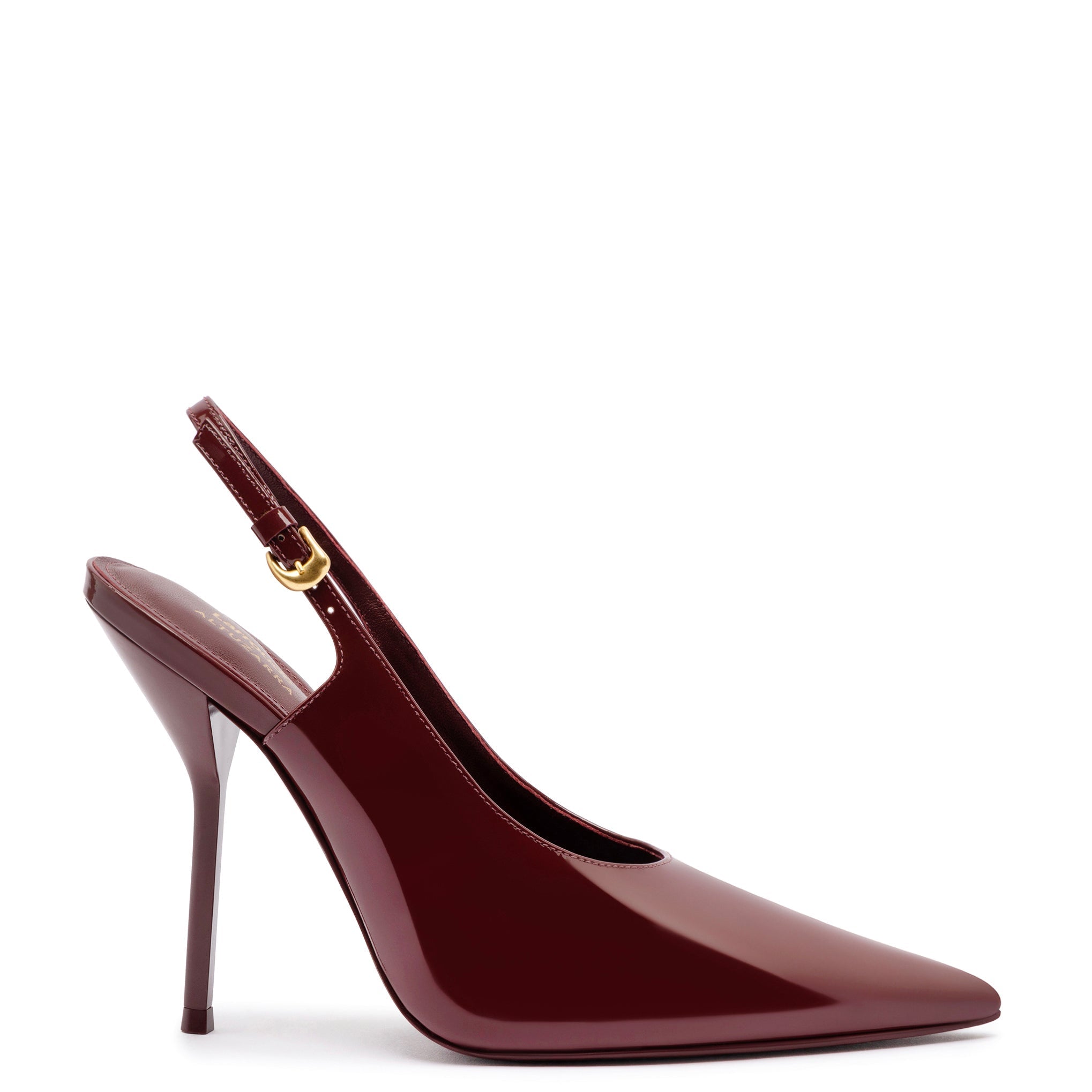 Larroudé x Altuzarra Pump In Burgundy Patent Leather by Larroudé