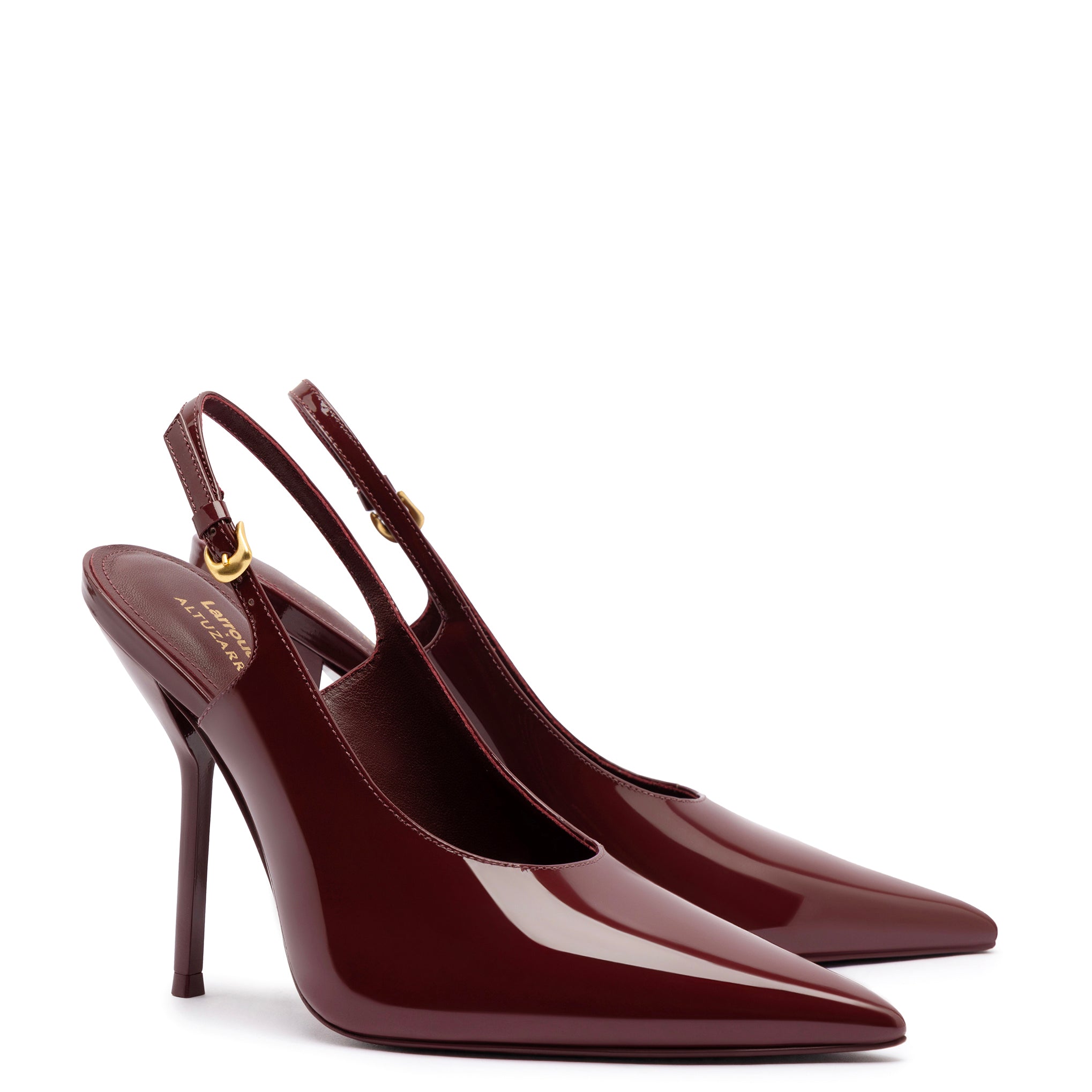 Larroudé x Altuzarra Pump In Burgundy Patent Leather by Larroudé