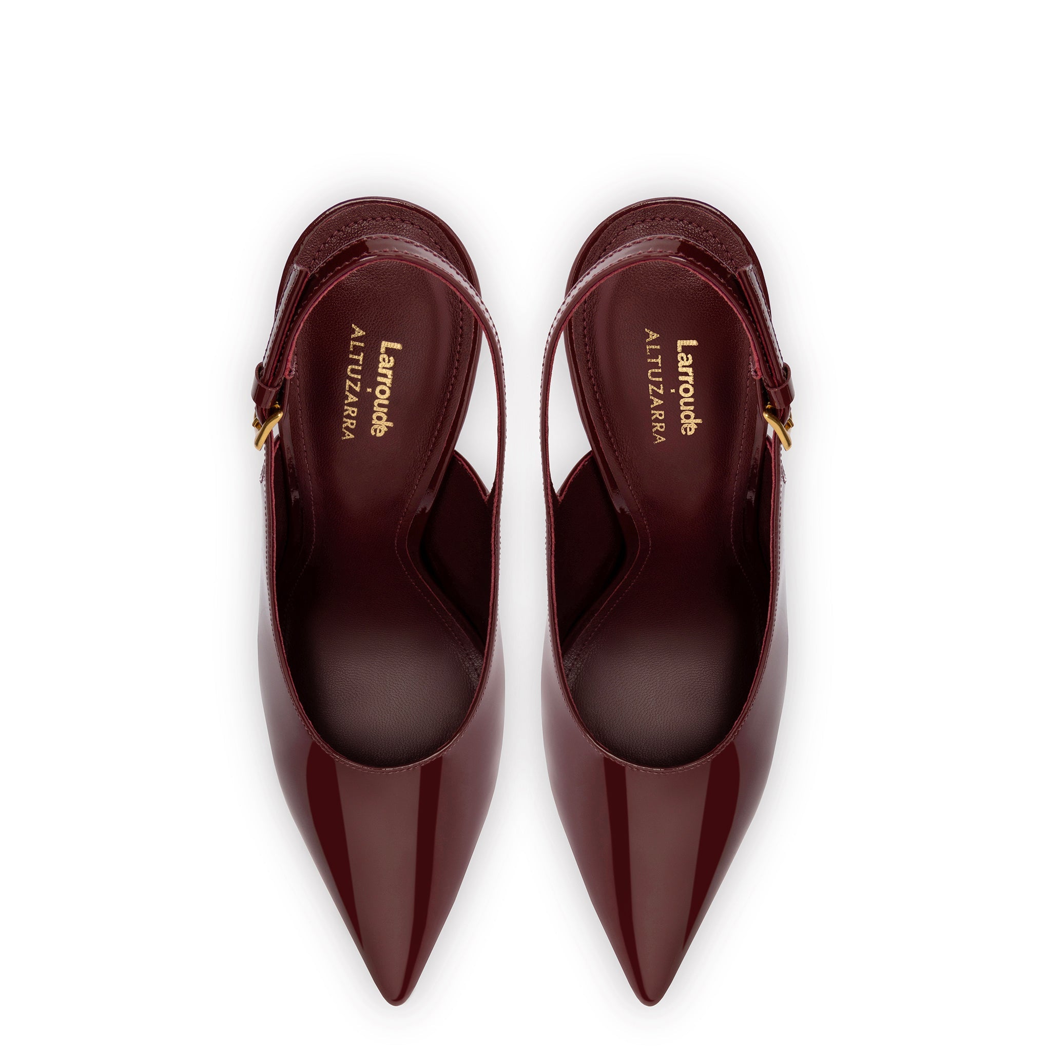 Larroudé x Altuzarra Pump In Burgundy Patent Leather by Larroudé