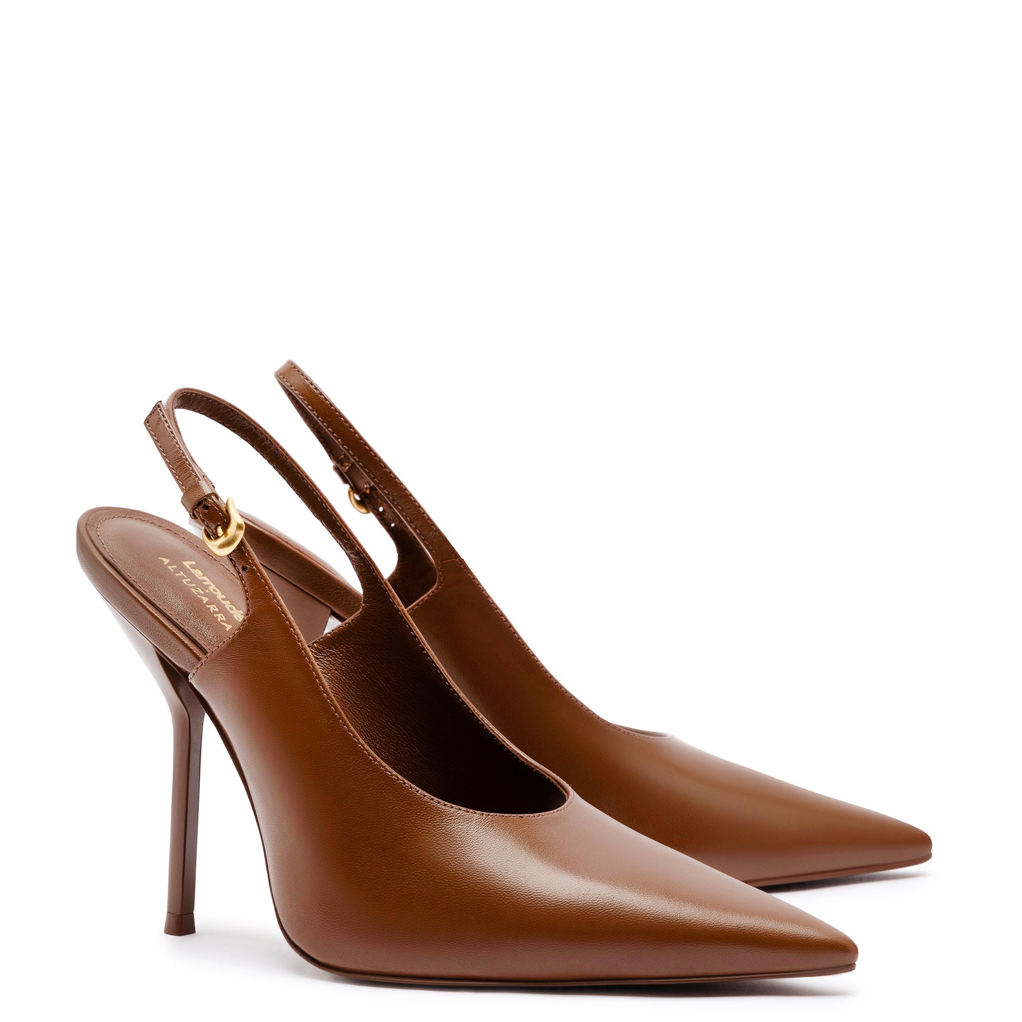 Larroudé x Altuzarra Pump In Burnt Umber Leather by Larroudé