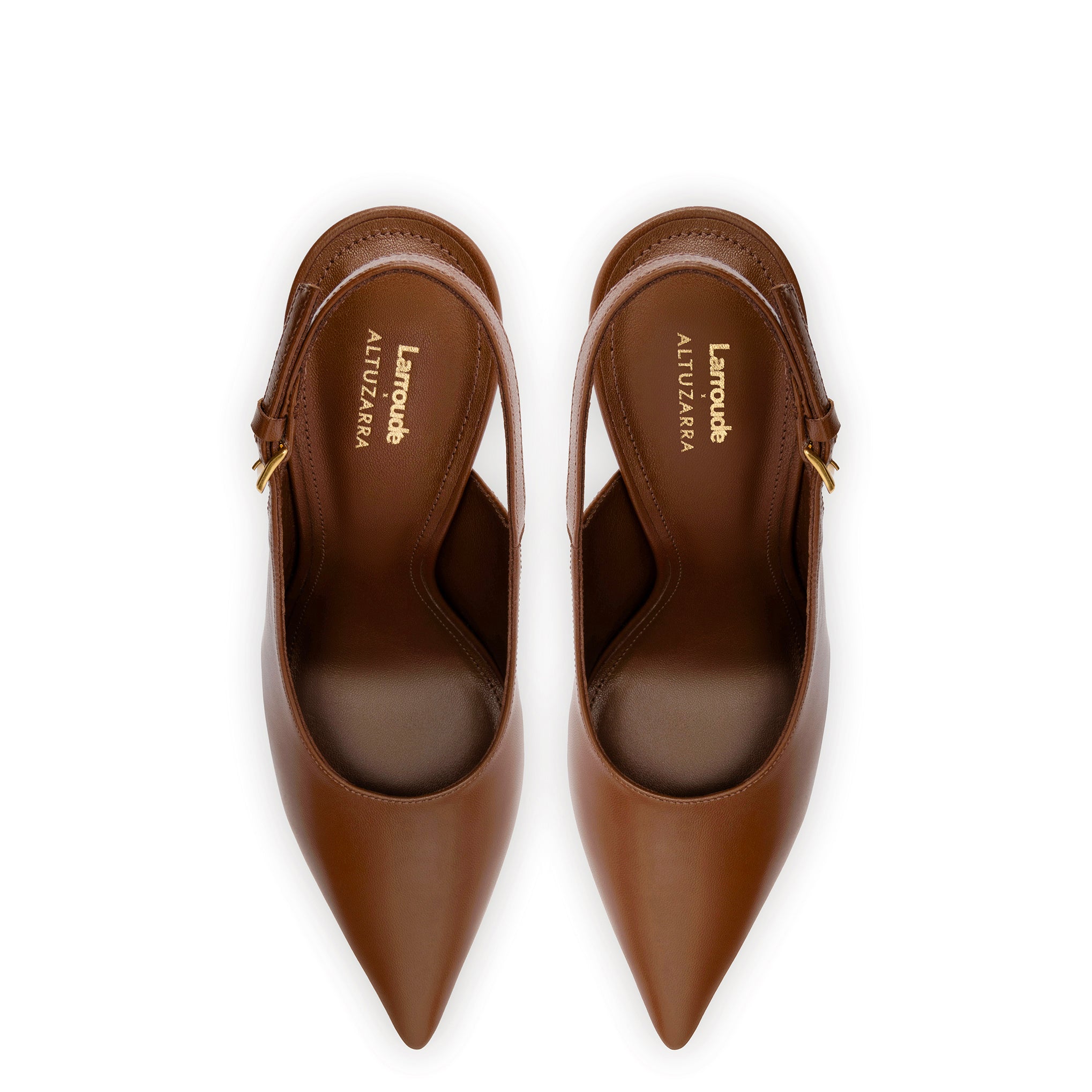 Larroudé x Altuzarra Pump In Burnt Umber Leather by Larroudé