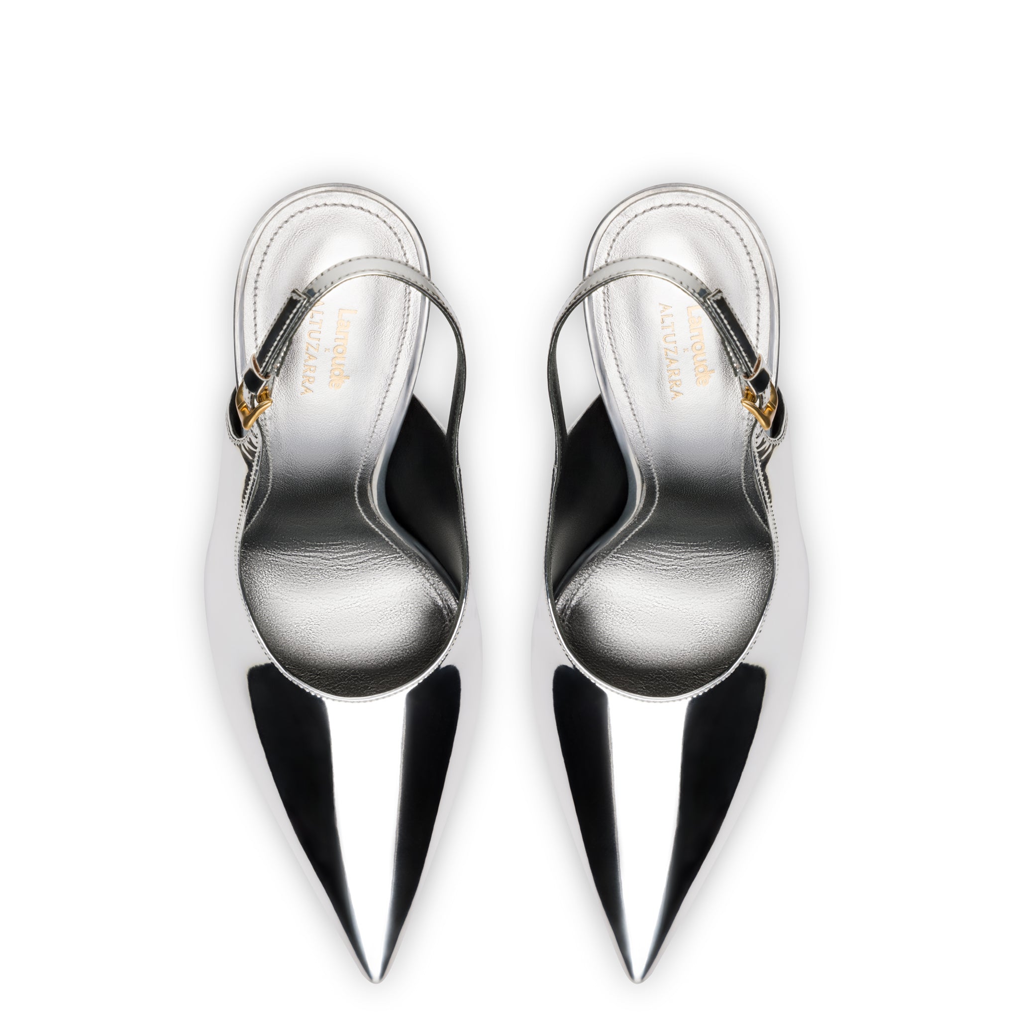 Larroudé x Altuzarra Pump In Silver Specchio by Larroudé