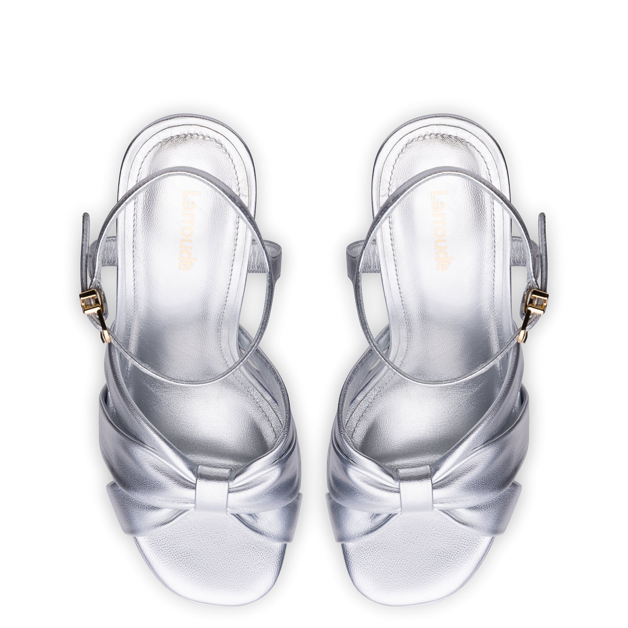 Vivienne Platform Sandal In Silver Metallic Leather by Larroudé