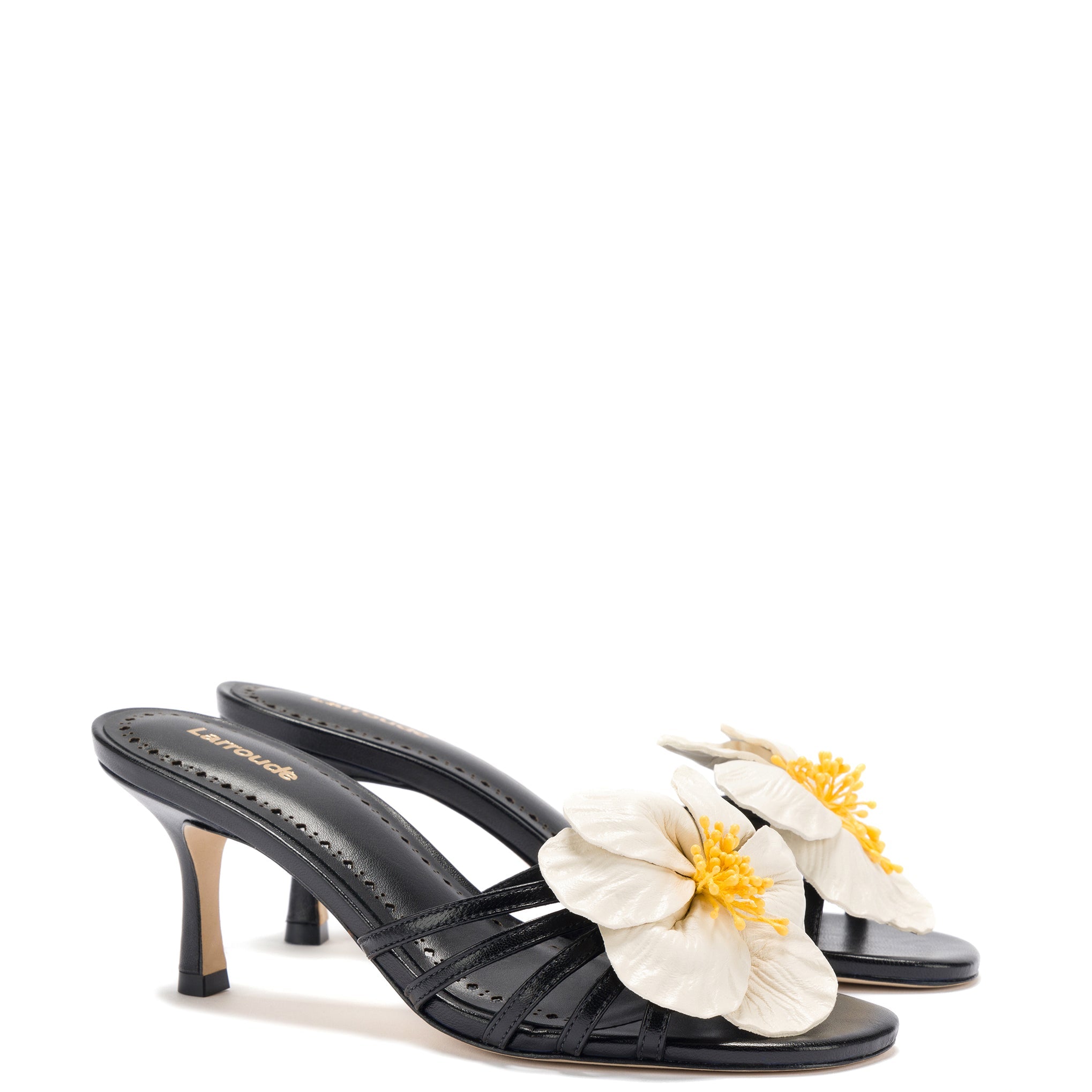 Magnolia Mule In Black Leather by Larroudé