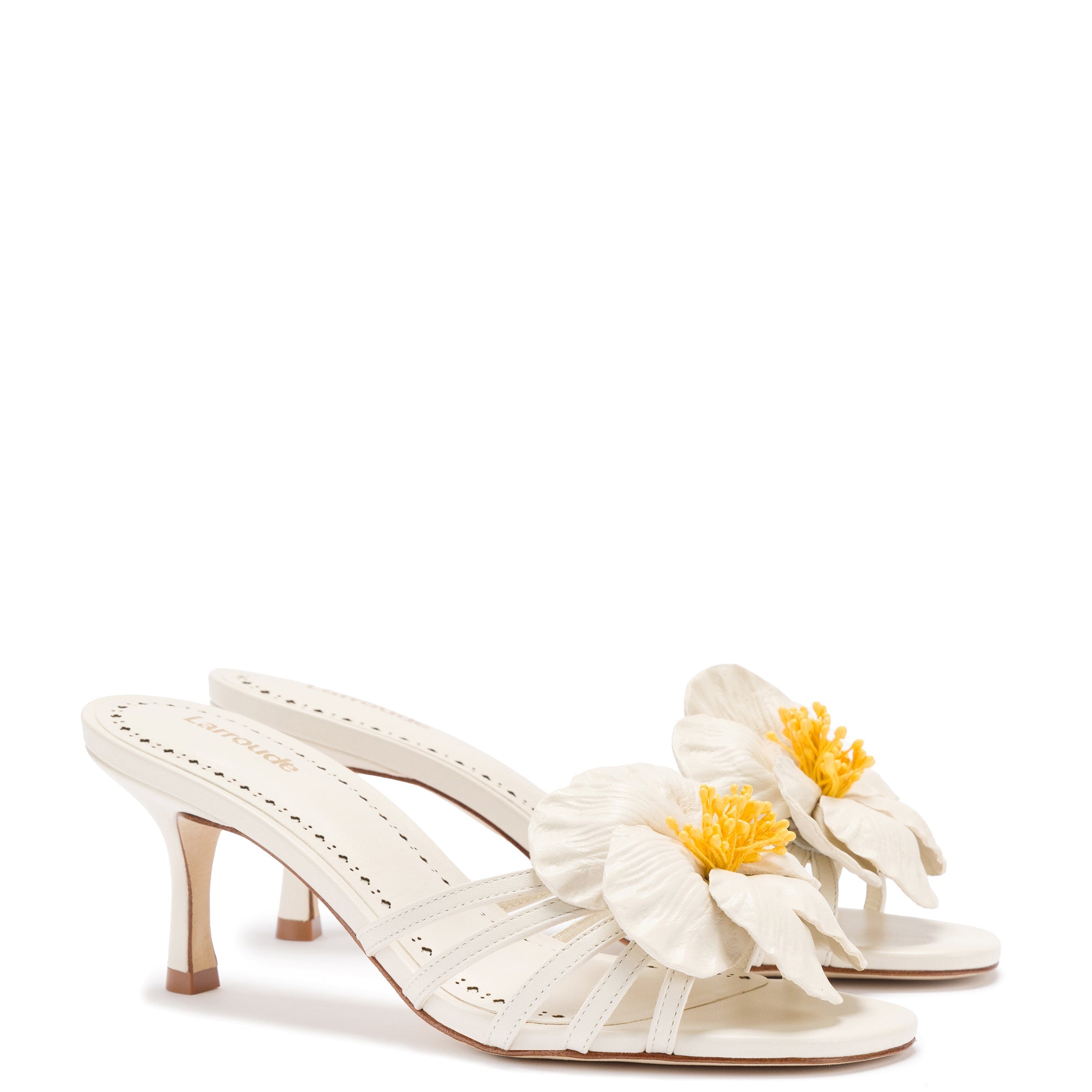 Magnolia Mule In Ivory Leather by Larroudé