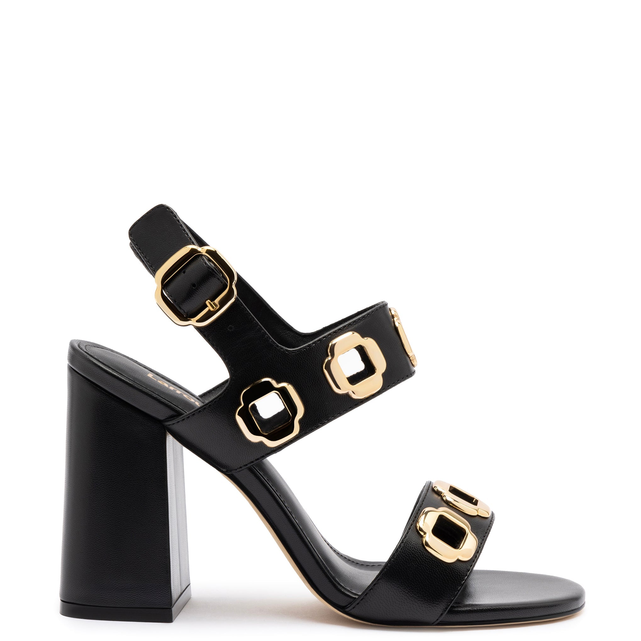 Milan Hi Sandal In Black Leather by Larroudé