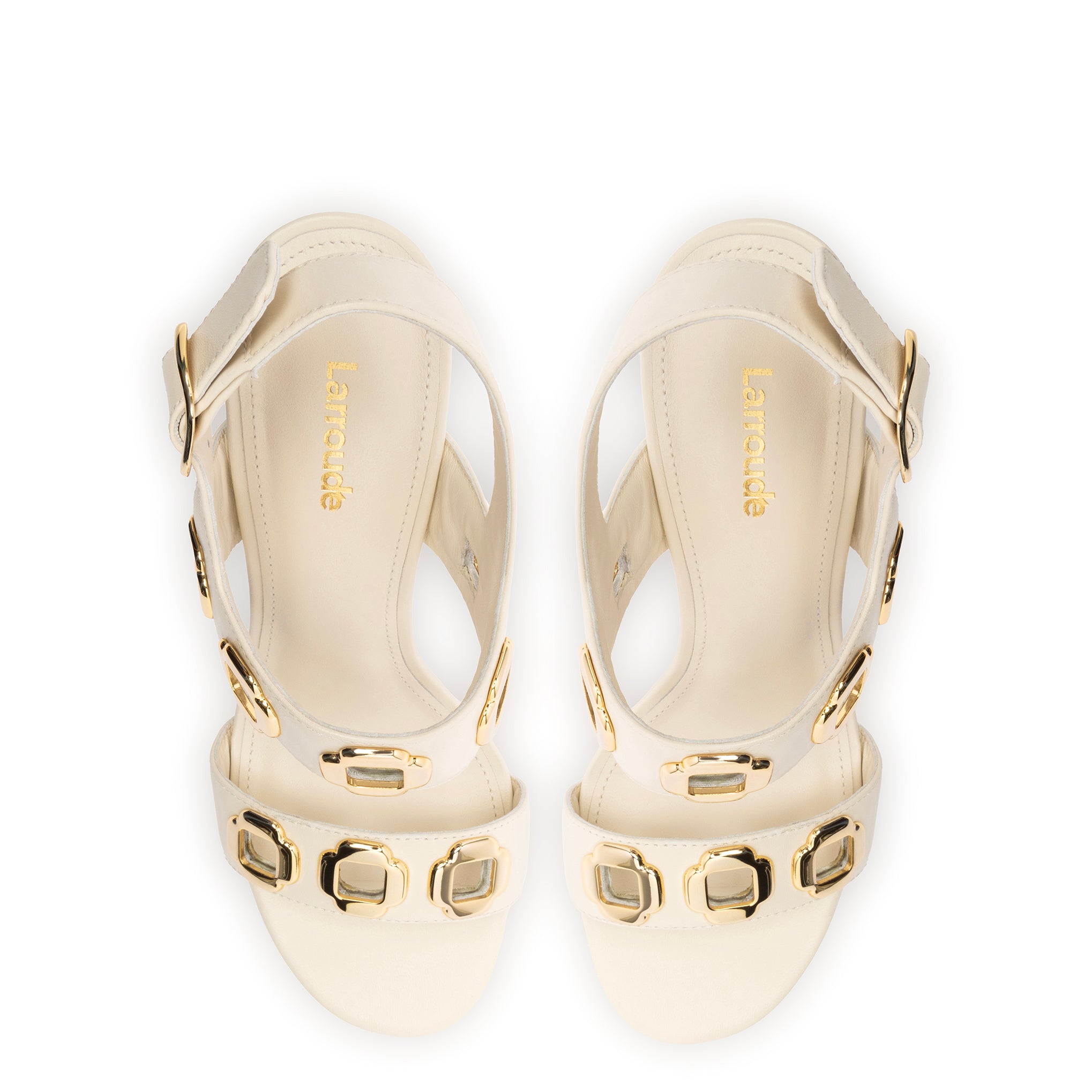 Milan Hi Sandal In Ivory Leather by Larroudé