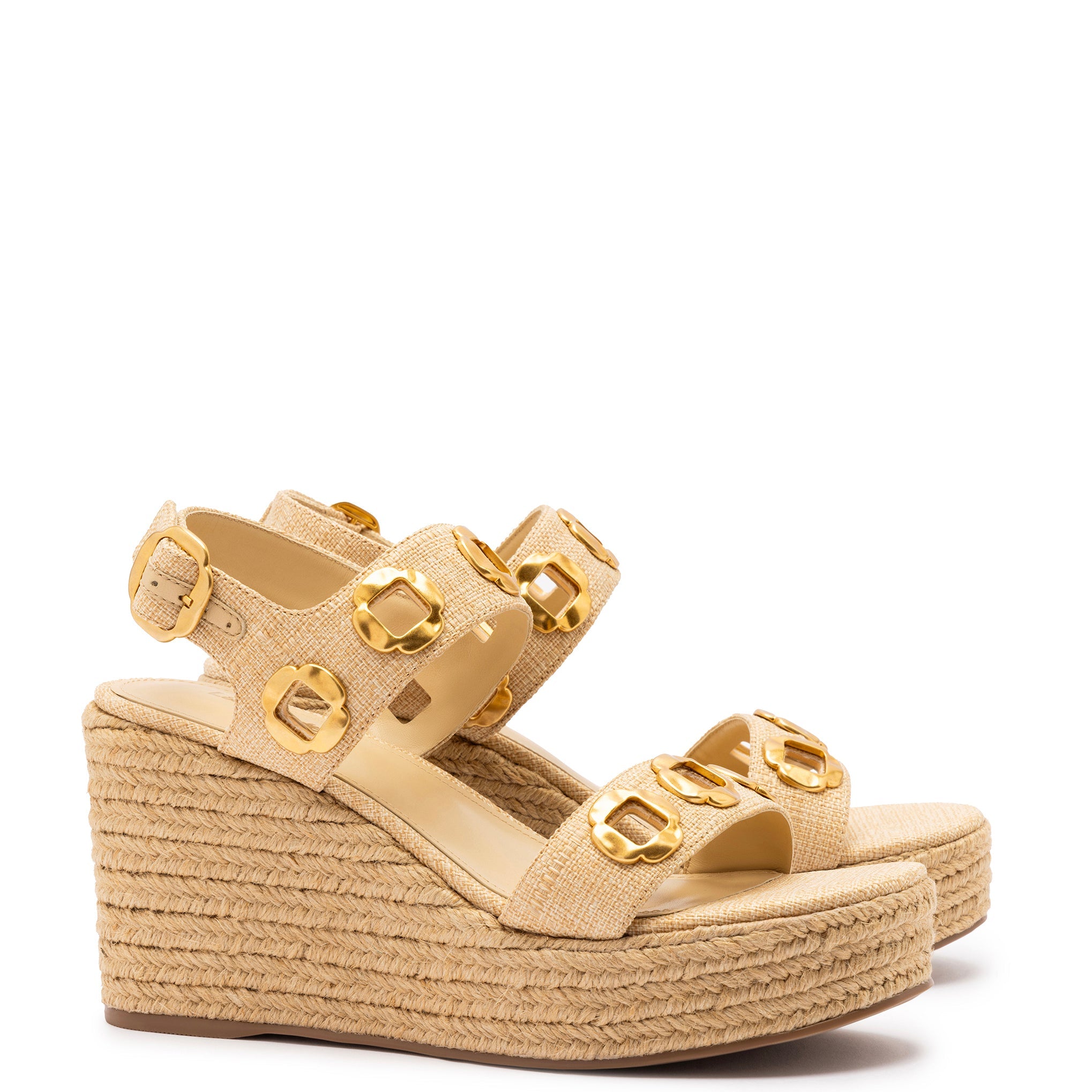 Milan Espadrille In Beige Raffia by Larroudé