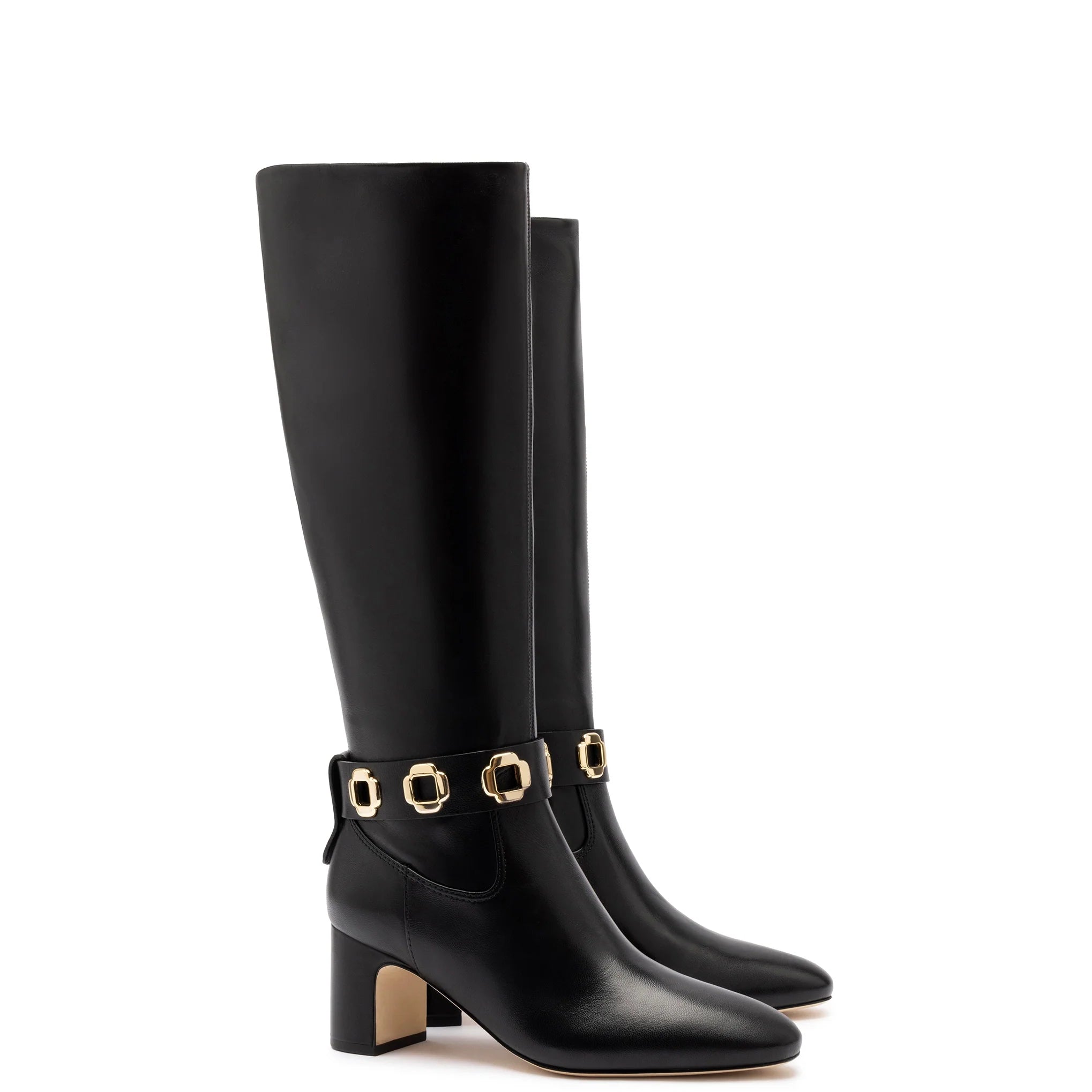 Milan Block Boot In Black Leather by Larroudé