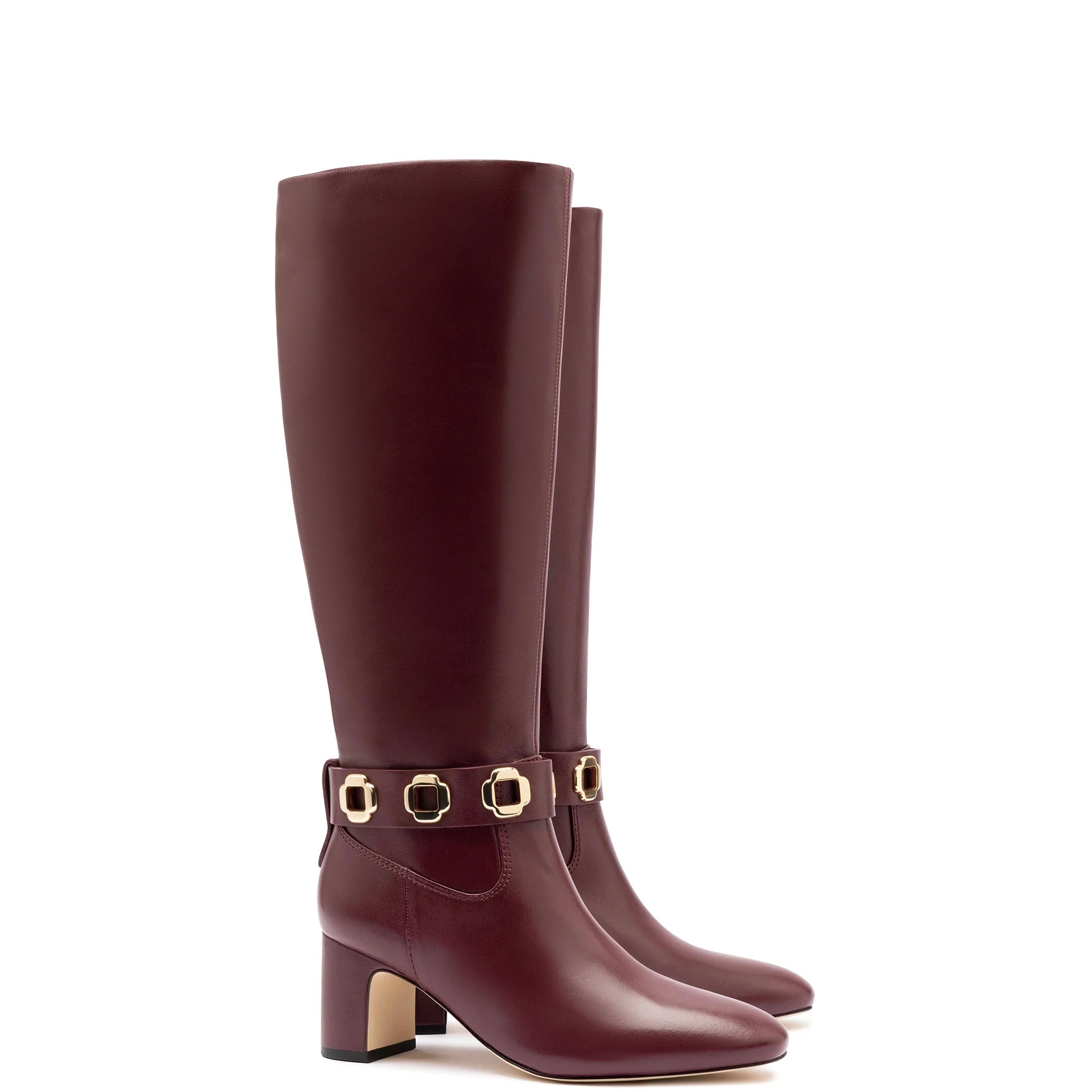 Milan Block Boot In Wine Leather by Larroudé