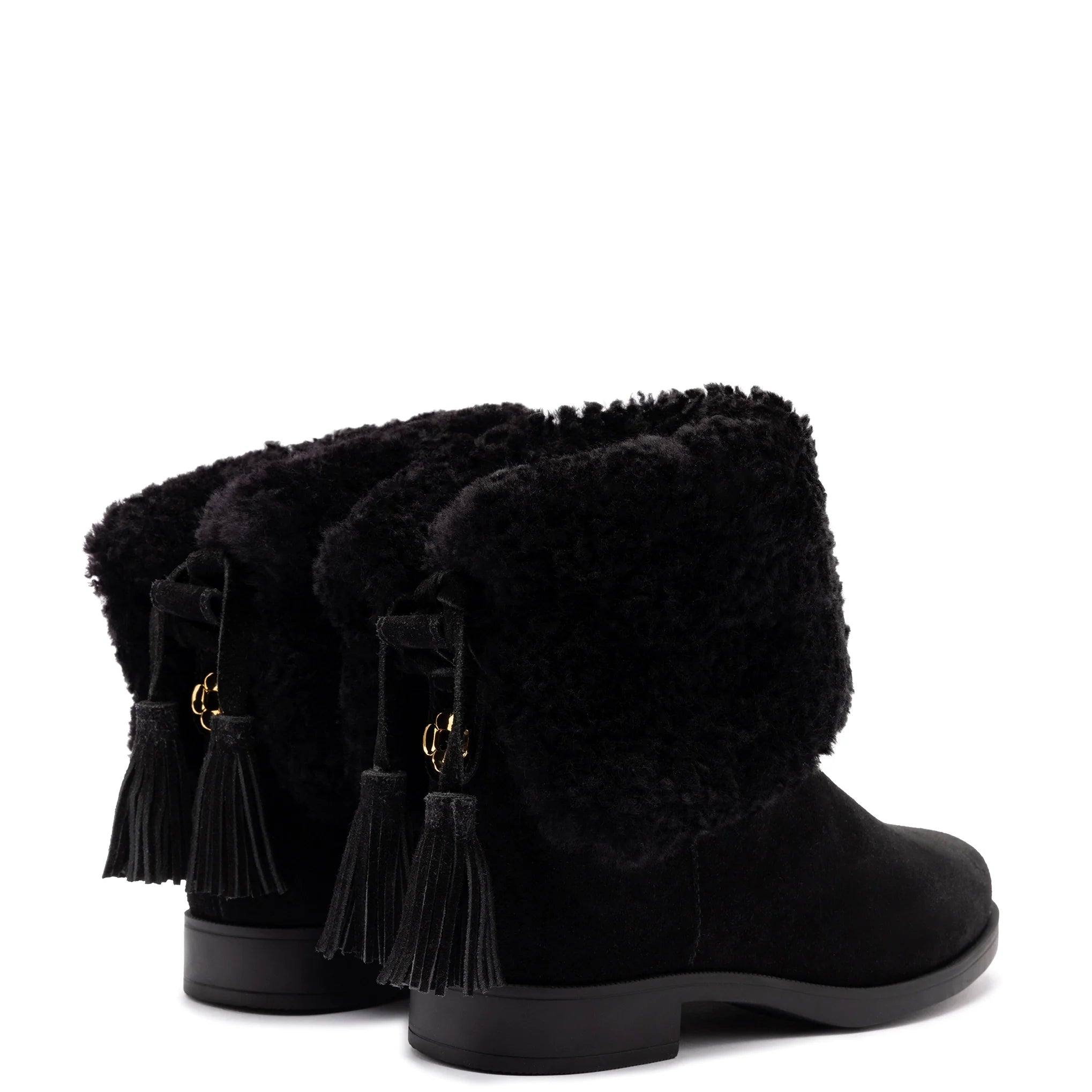 Verbier Bootie In Black Suede and Black Shearling by Larroudé