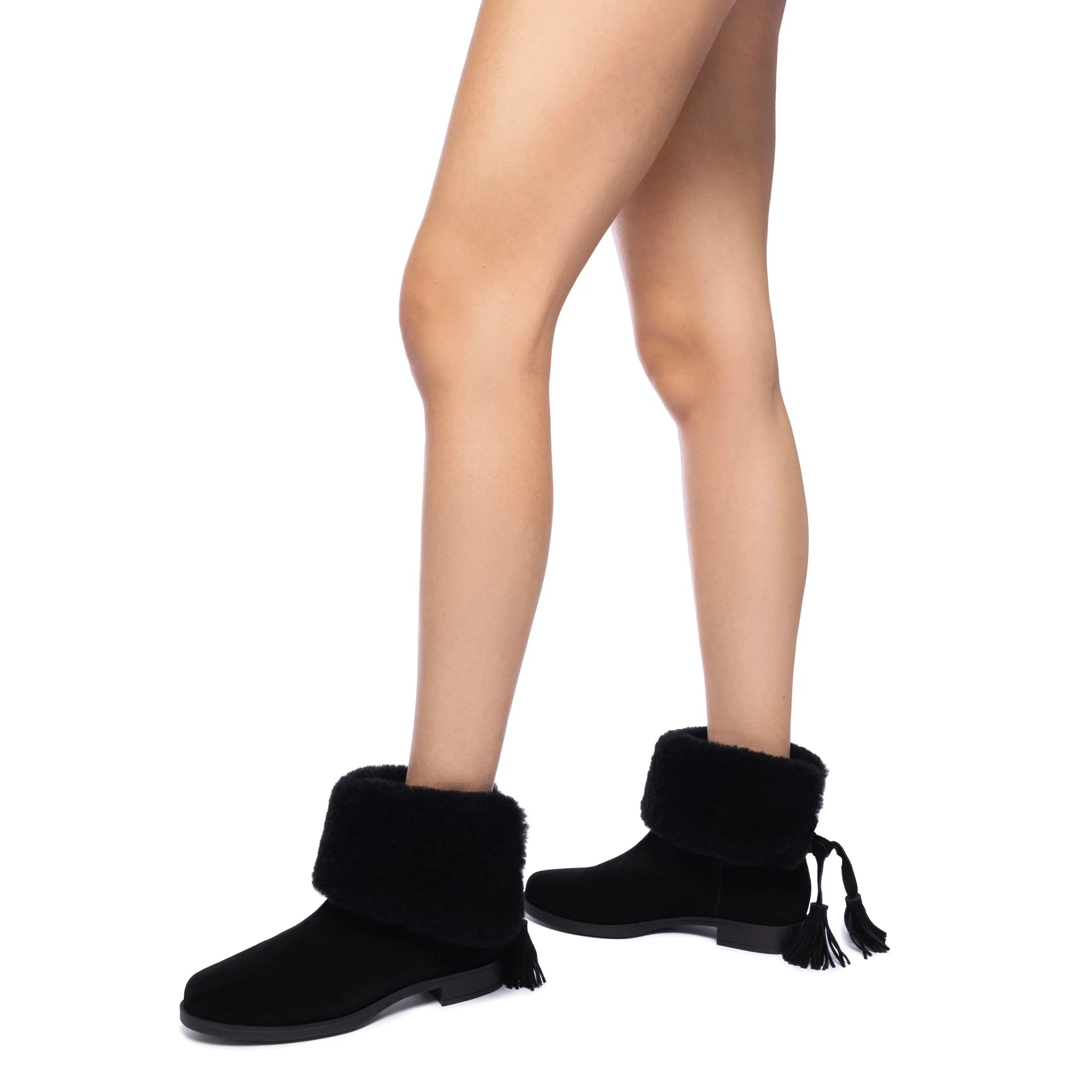 Verbier Bootie In Black Suede and Black Shearling by Larroudé