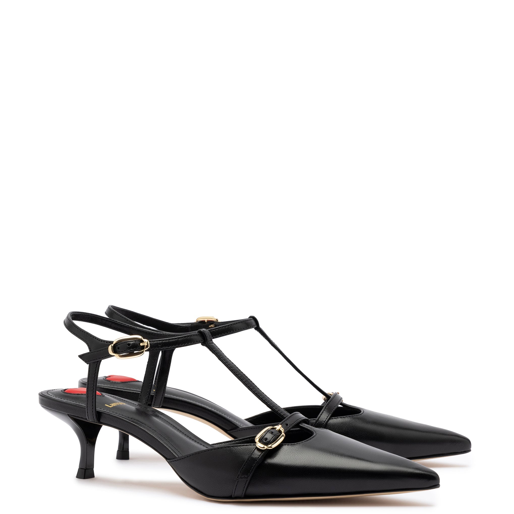 Grace Pump In Black Leather by Larroudé