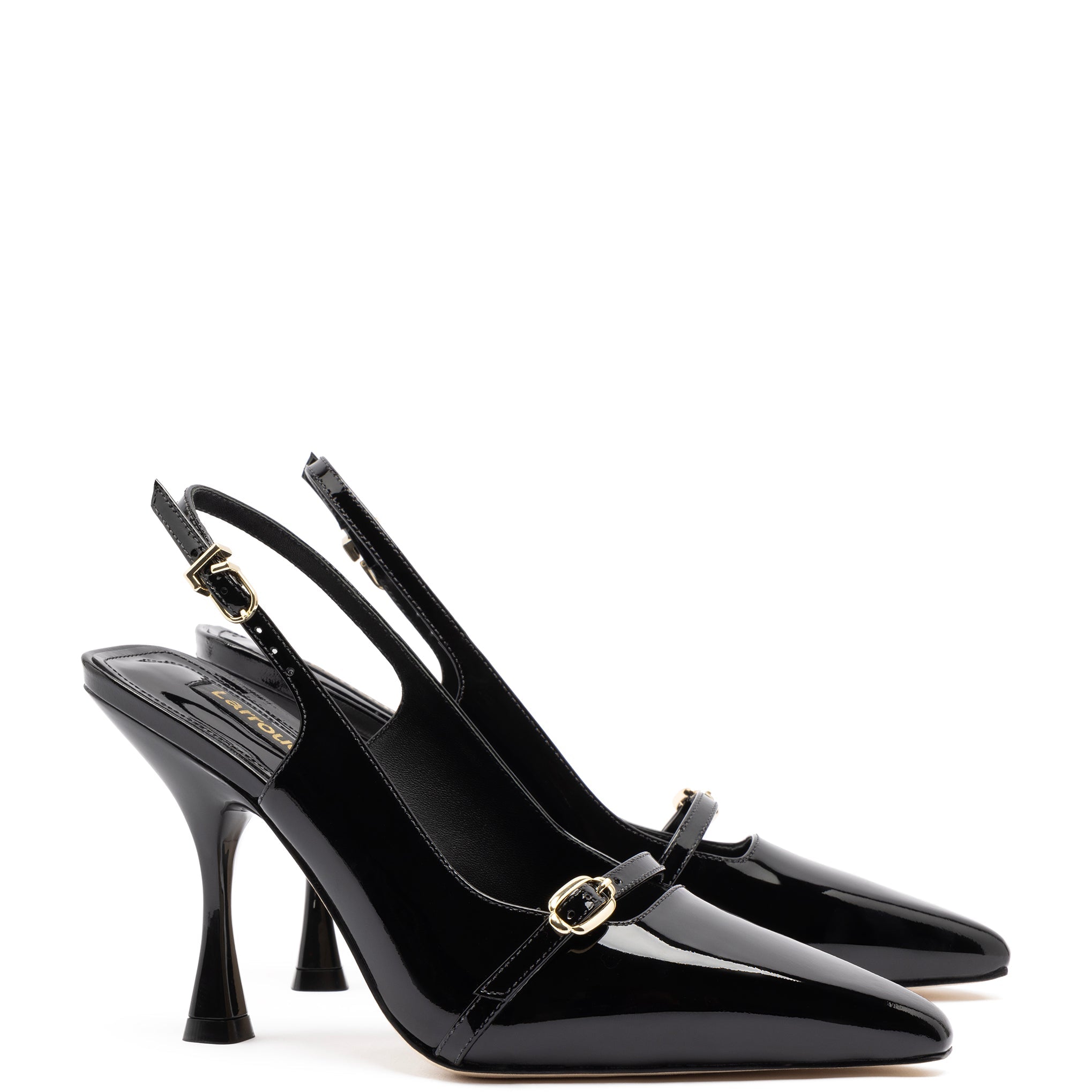 Ines Hi Pump in Black Patent Leather by Larroudé