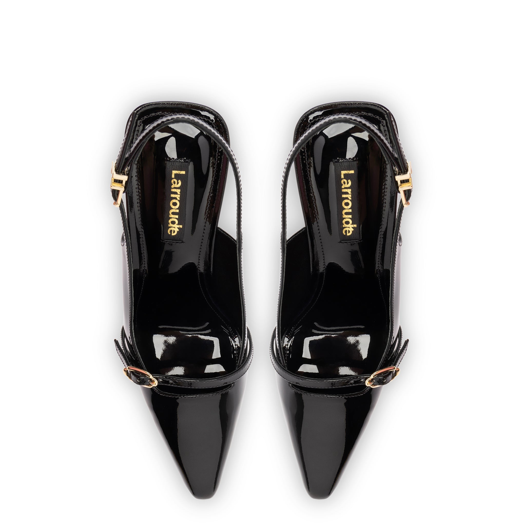 Ines Hi Pump in Black Patent Leather by Larroudé