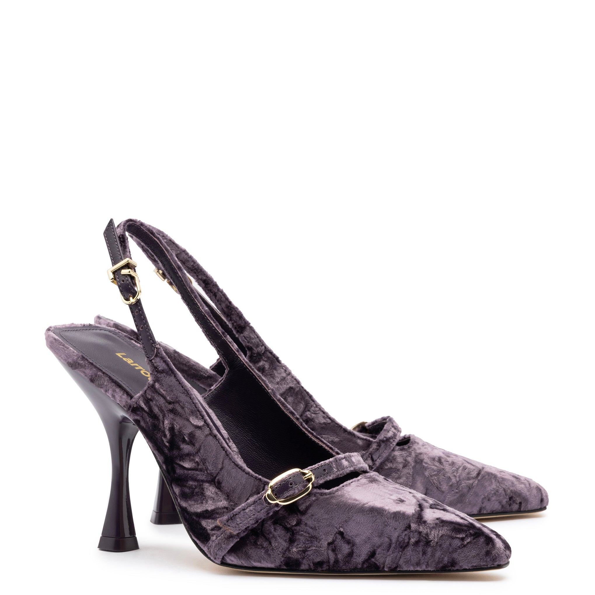 Ines Hi Pump In Purple Velvet by Larroudé