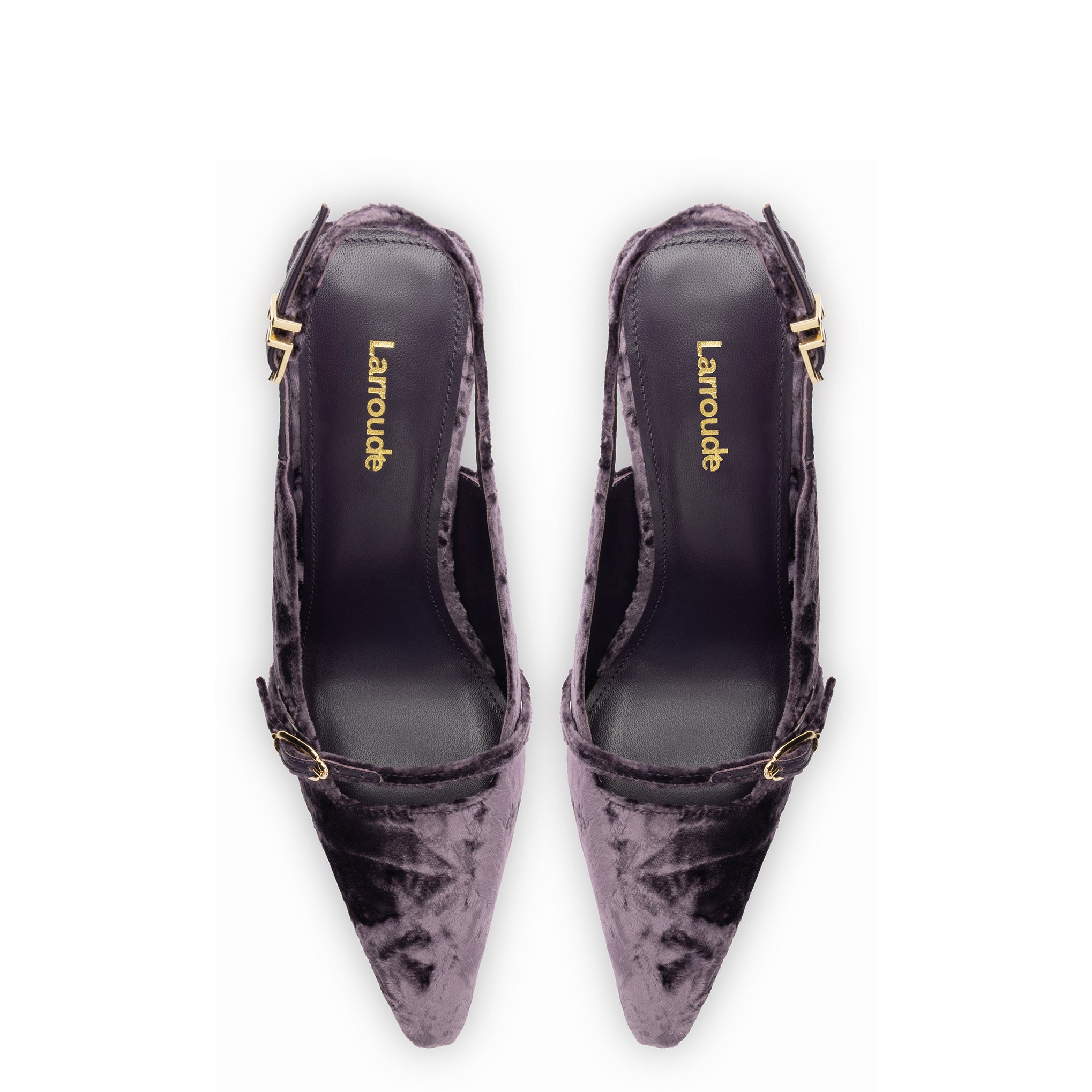 Ines Hi Pump In Purple Velvet by Larroudé