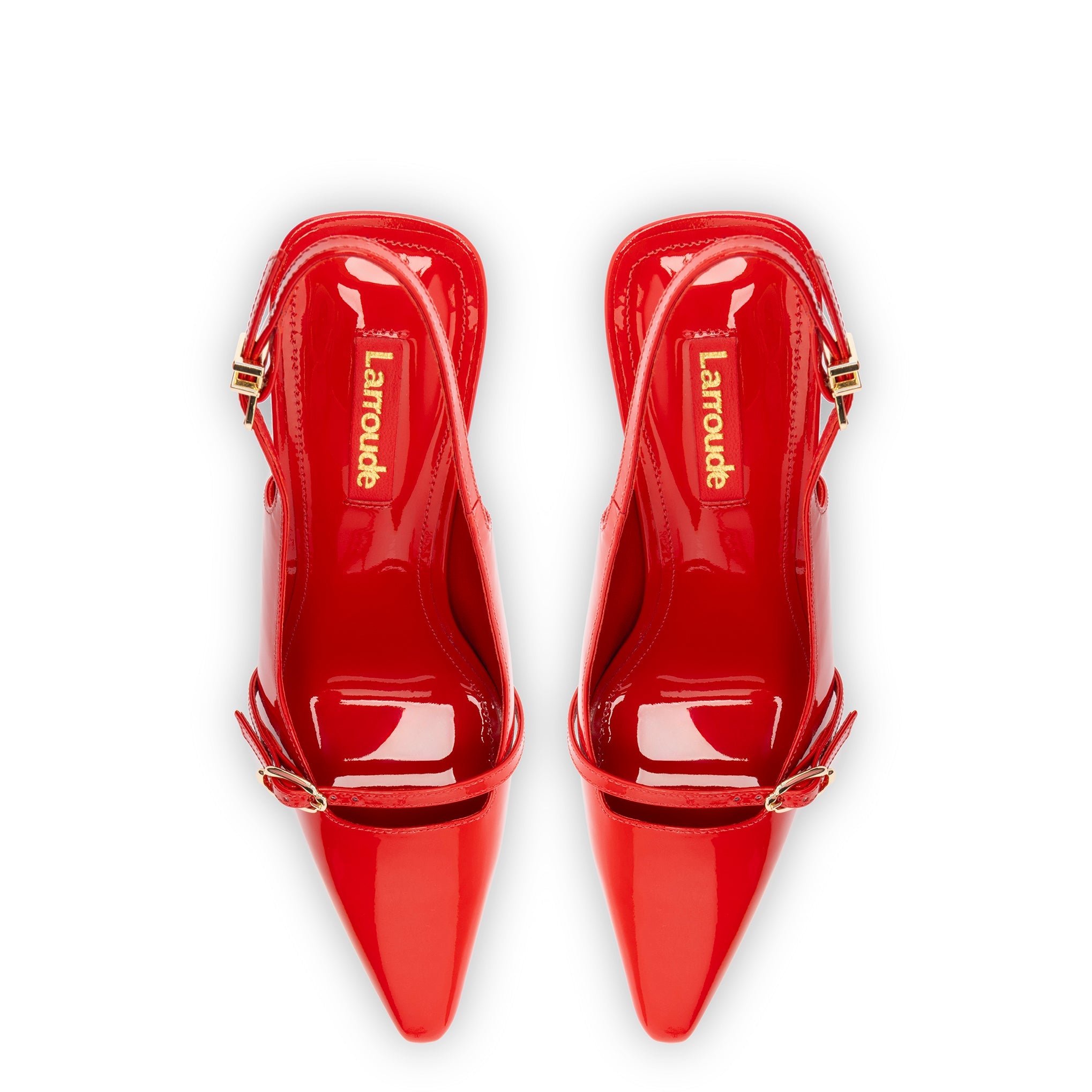 Ines Hi Pump in Scarlet Patent Leather by Larroudé