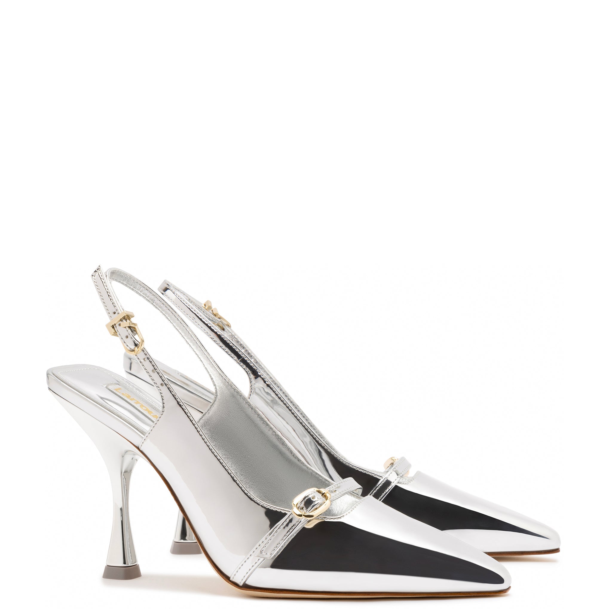 Ines Hi Pump in Silver Specchio by Larroudé