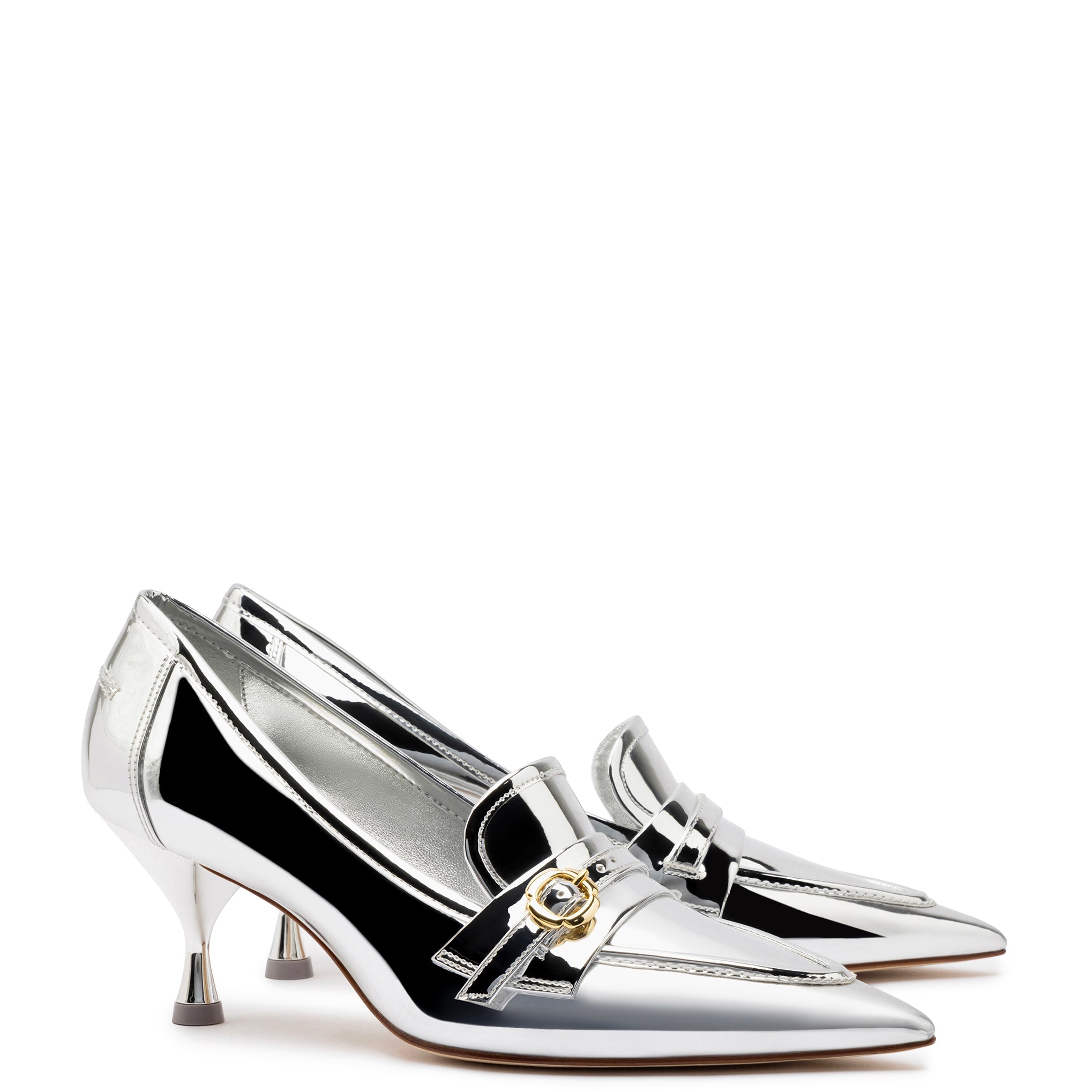 Susan Pump In Silver Specchio by Larroudé