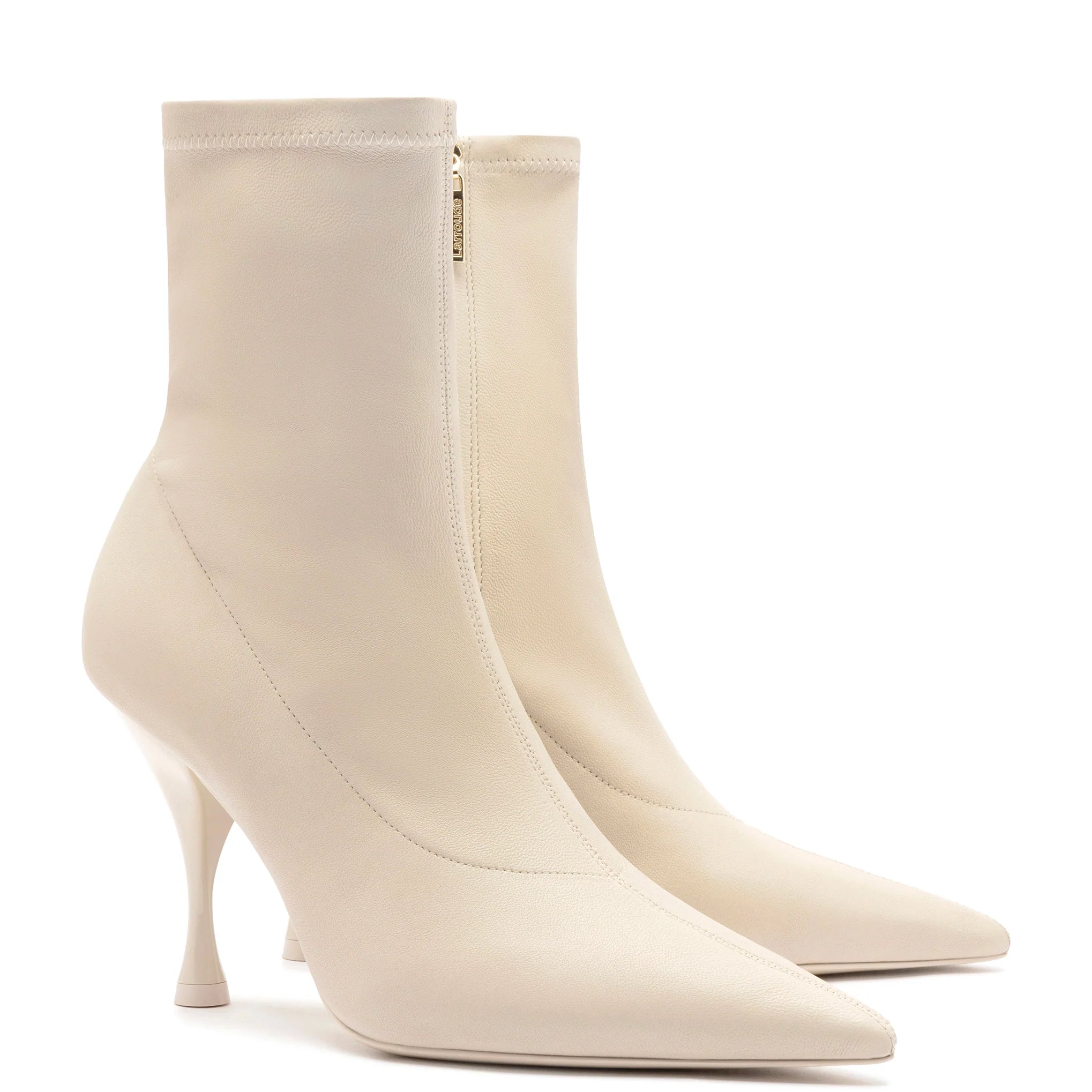 Mini Georgia Boot In Off White Stretch Leather by Larroudé