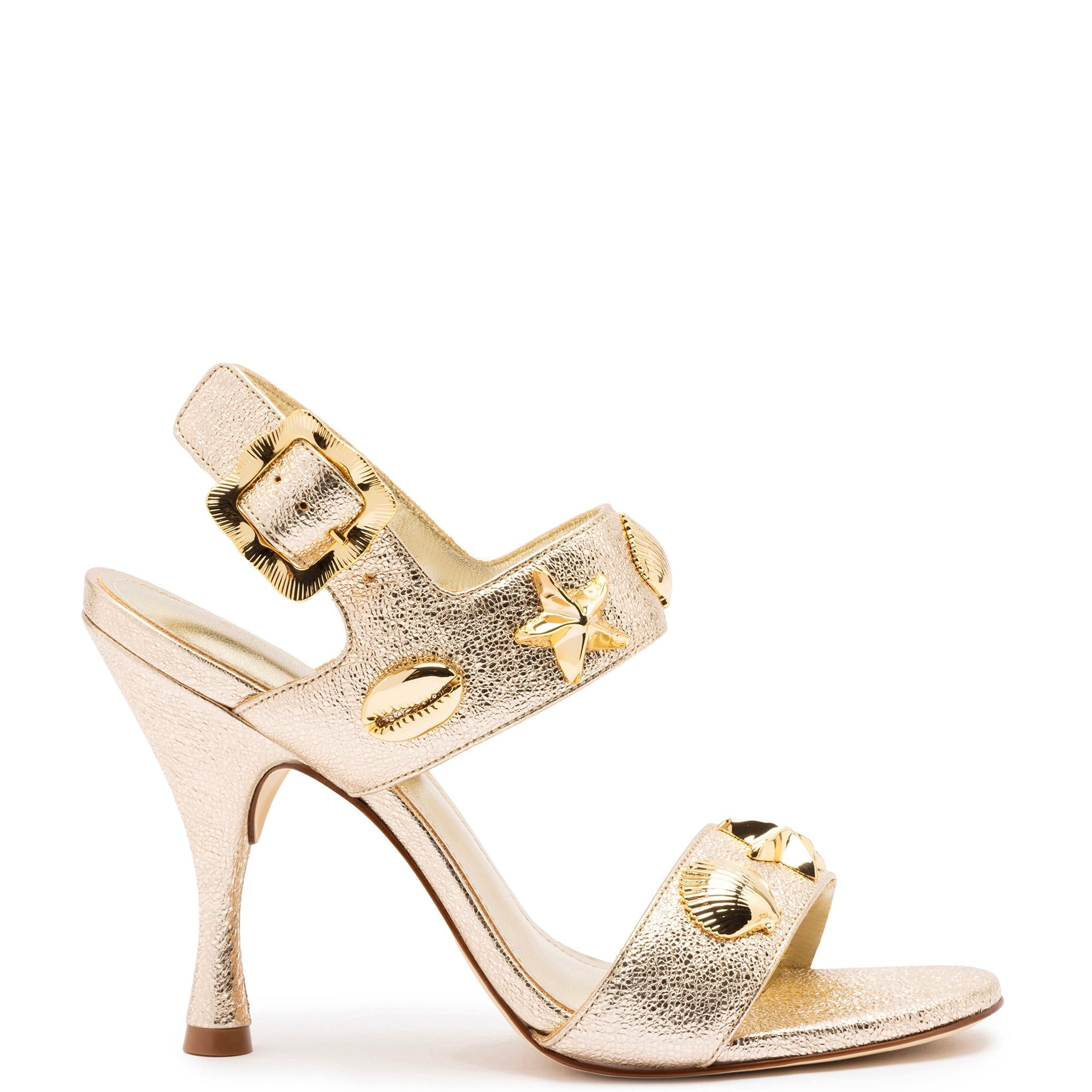 Madison Sandal In Gold Metallic Leather by Larroudé