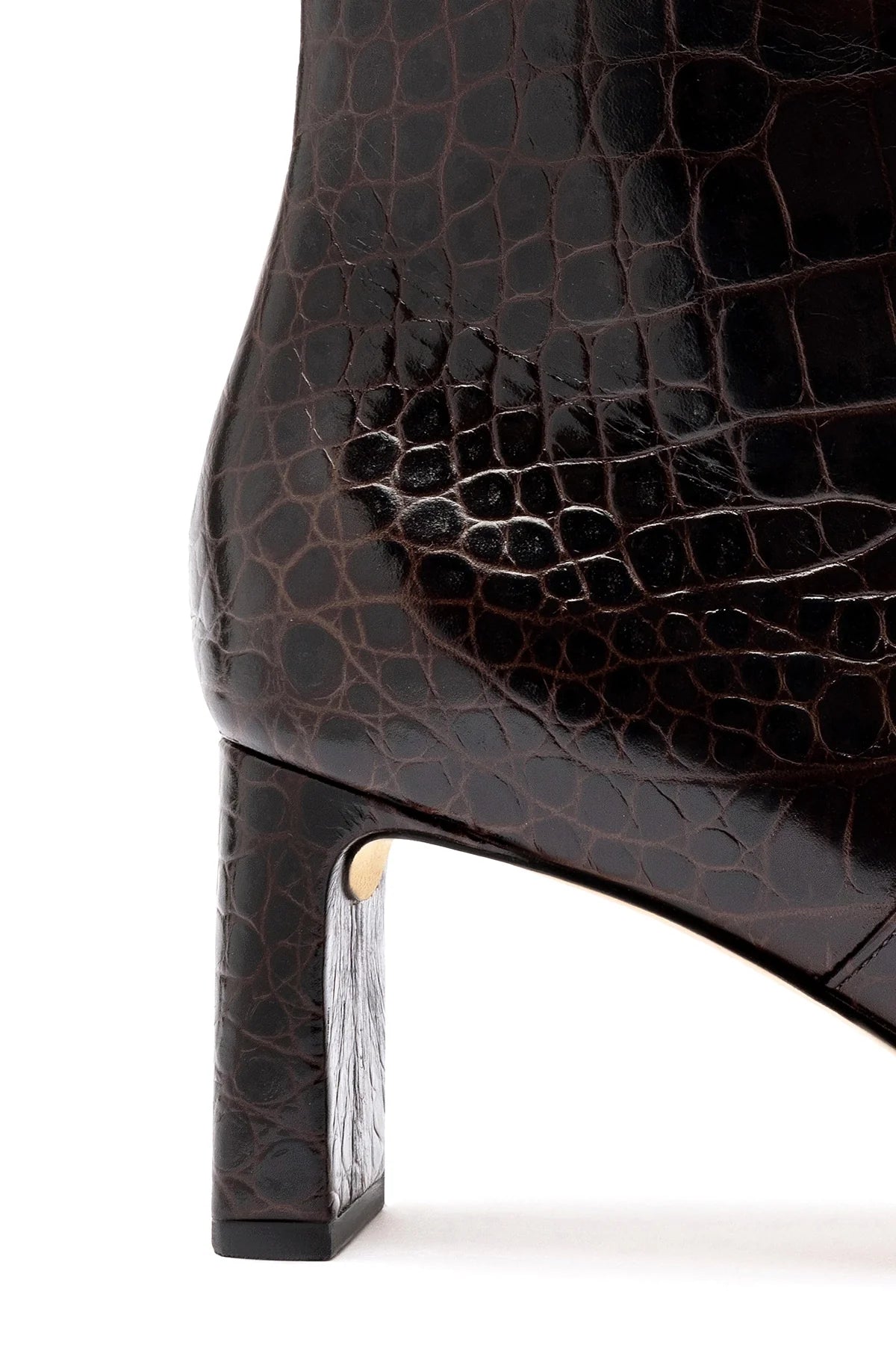 Alexis Bootie In Dark Croco Embossed Leather by Larroudé