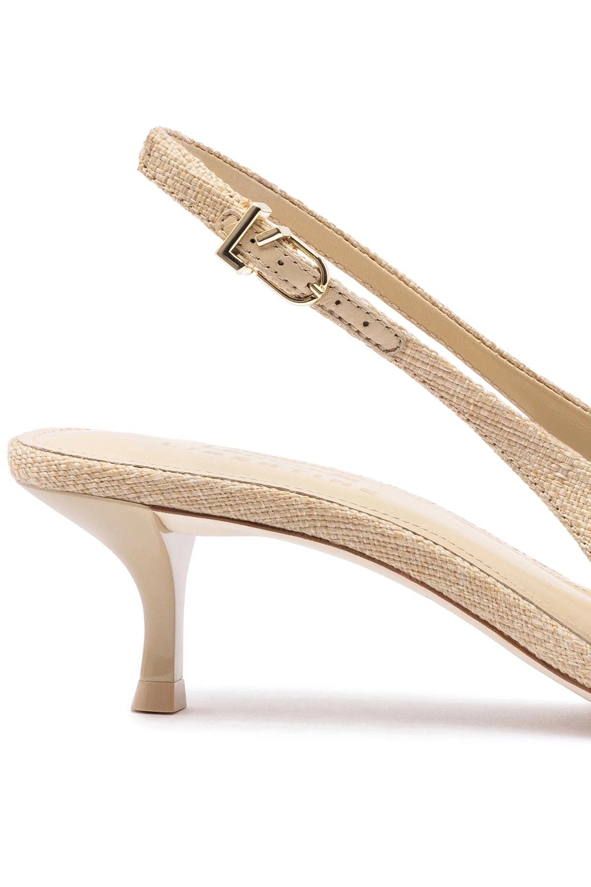 Larroudé x Libertine Eye Pump Lo In Beige Raffia by Larroudé