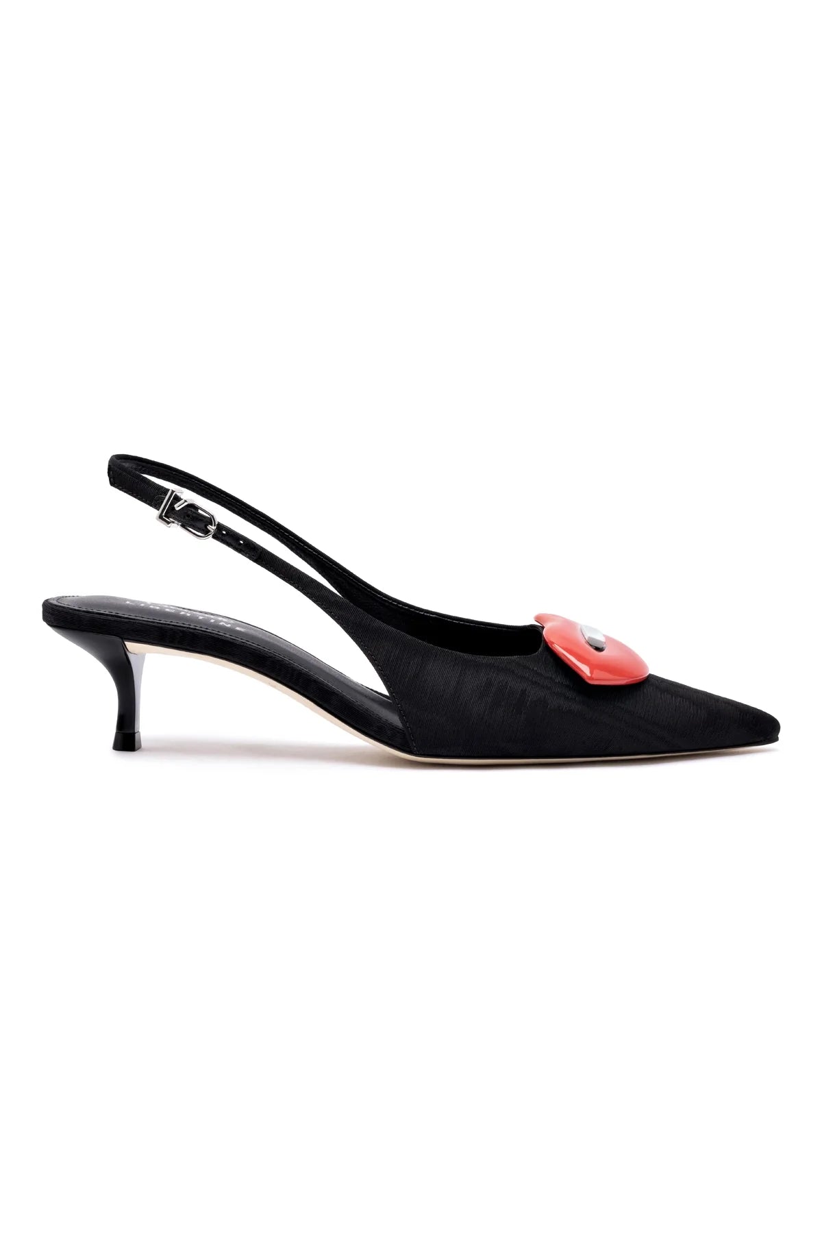 Larroudé x Libertine Lips Pump Lo In Black Fabric by Larroudé