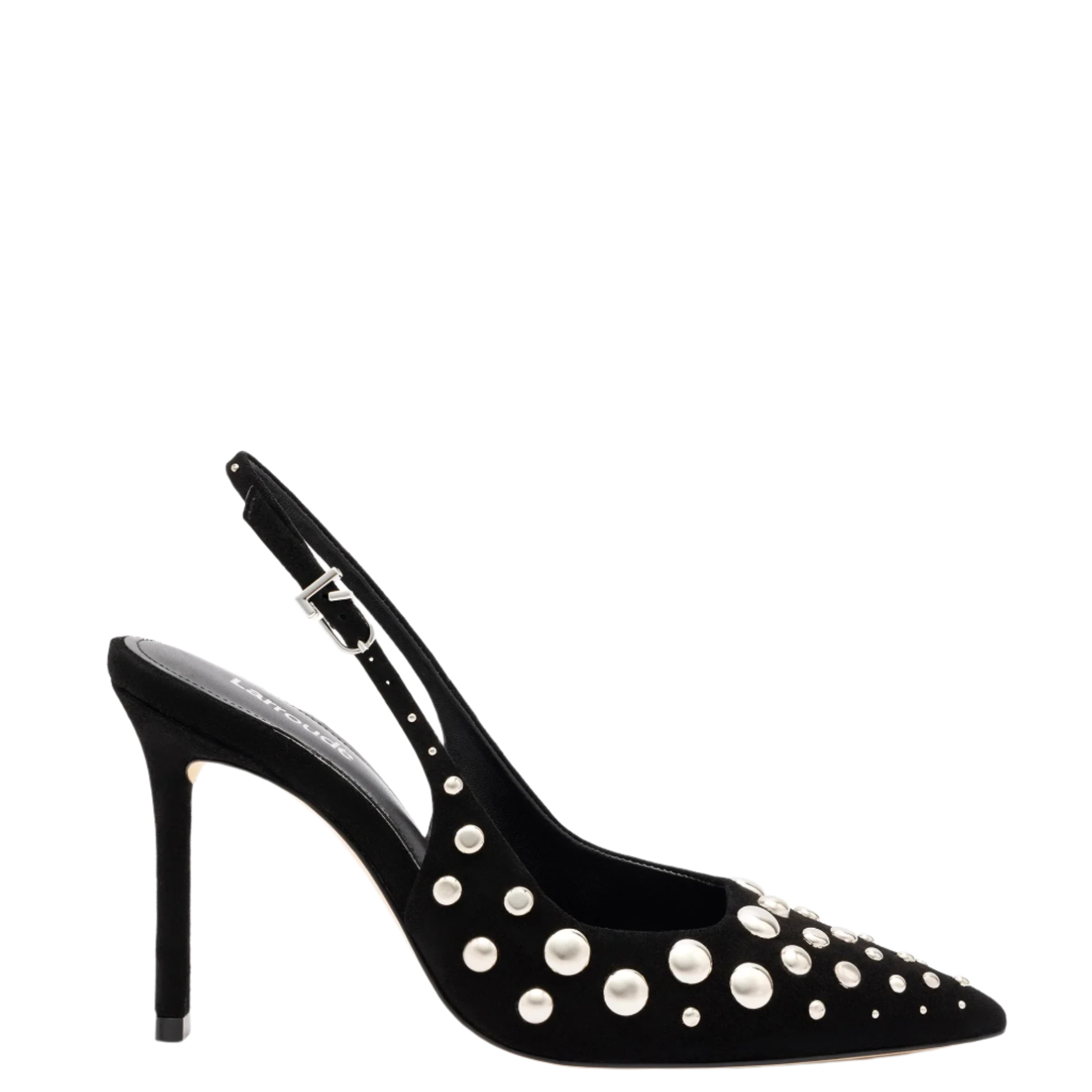 Kaitlan Studs Pump in Black Suede by Larroudé