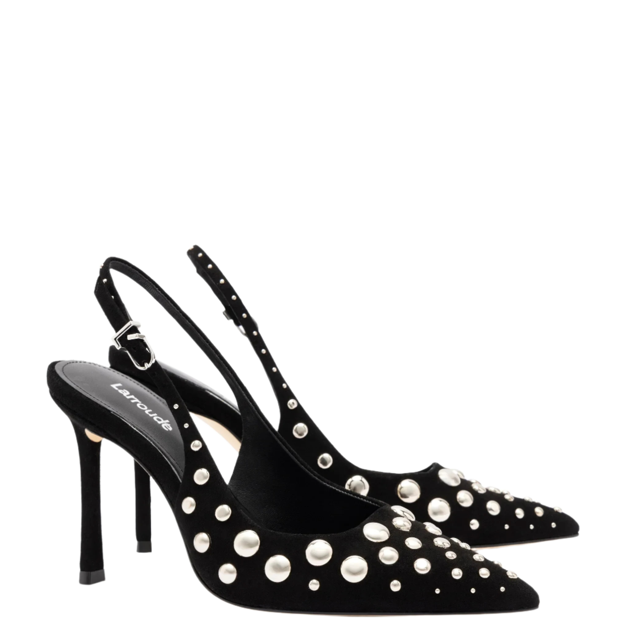 Kaitlan Studs Pump in Black Suede by Larroudé