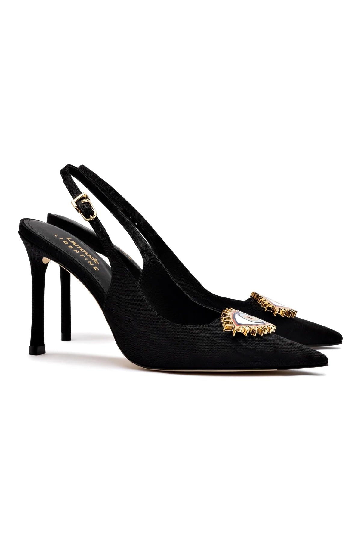 Larroudé x Libertine Eye Pump Hi In Black Fabric by Larroudé