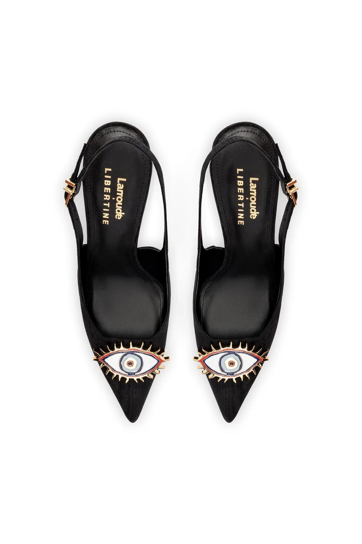 Larroudé x Libertine Eye Pump Hi In Black Fabric by Larroudé