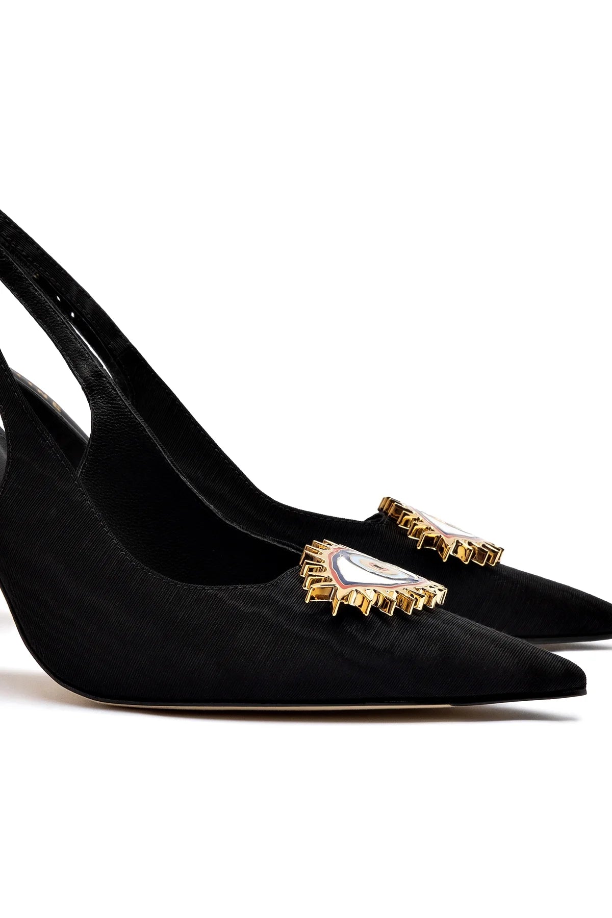 Larroudé x Libertine Eye Pump Hi In Black Fabric by Larroudé