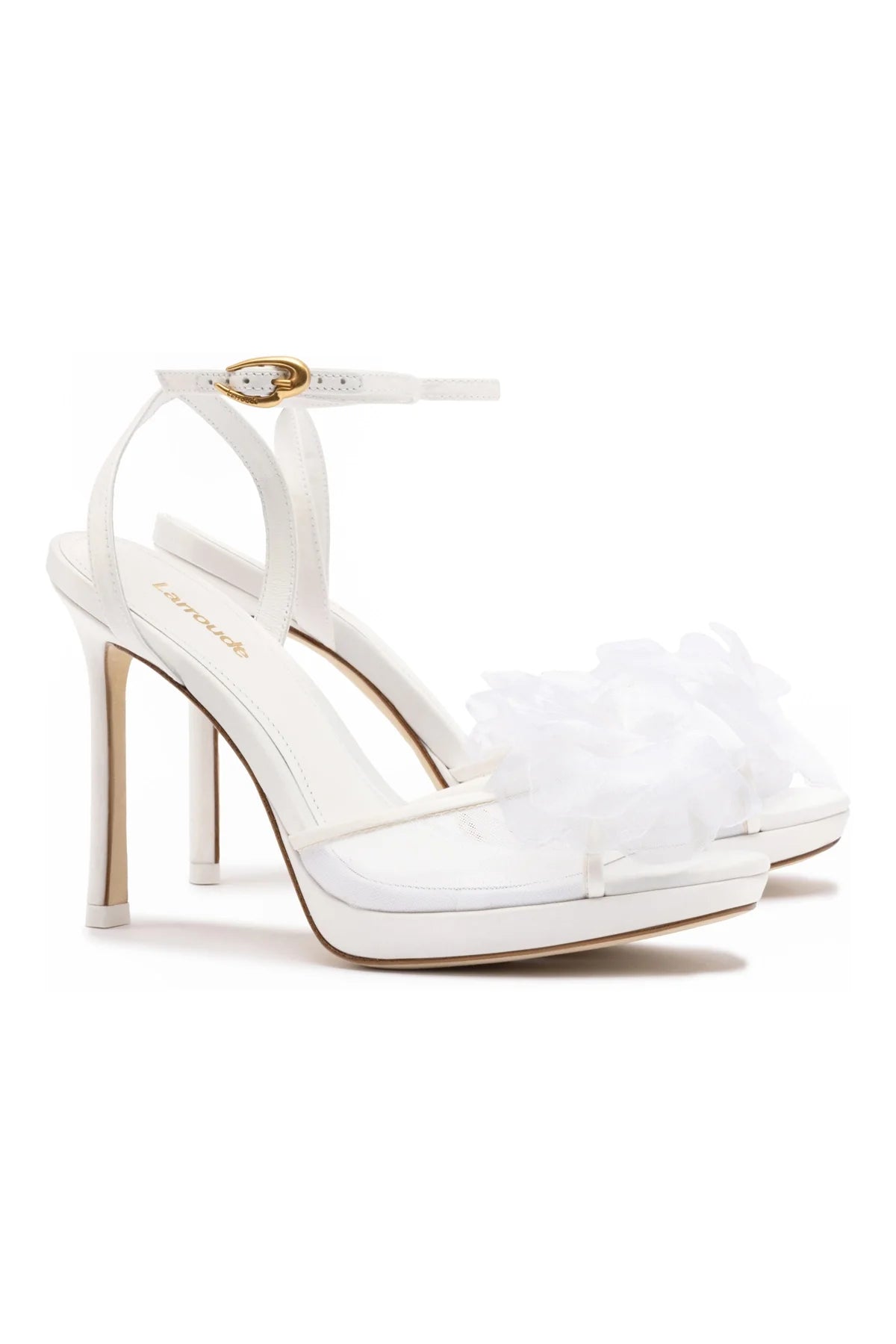 Salma Platform Sandal In White Satin by Larroudé