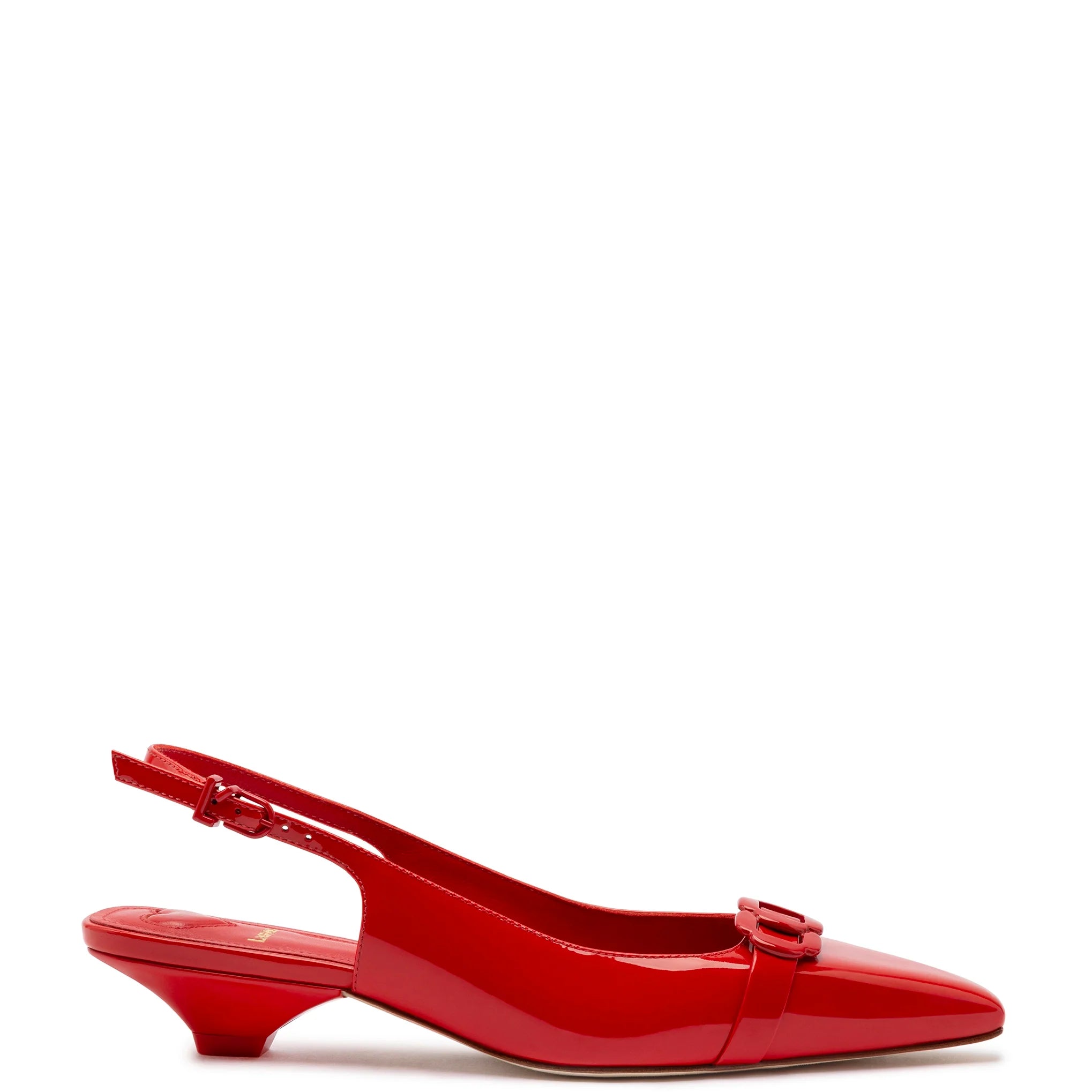 Franca Pump In Scarlet Patent Leather by Larroudé