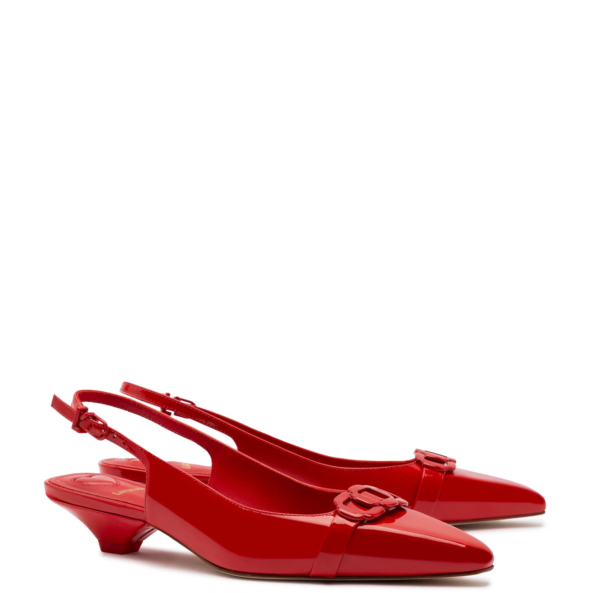 Franca Pump In Scarlet Patent Leather by Larroudé