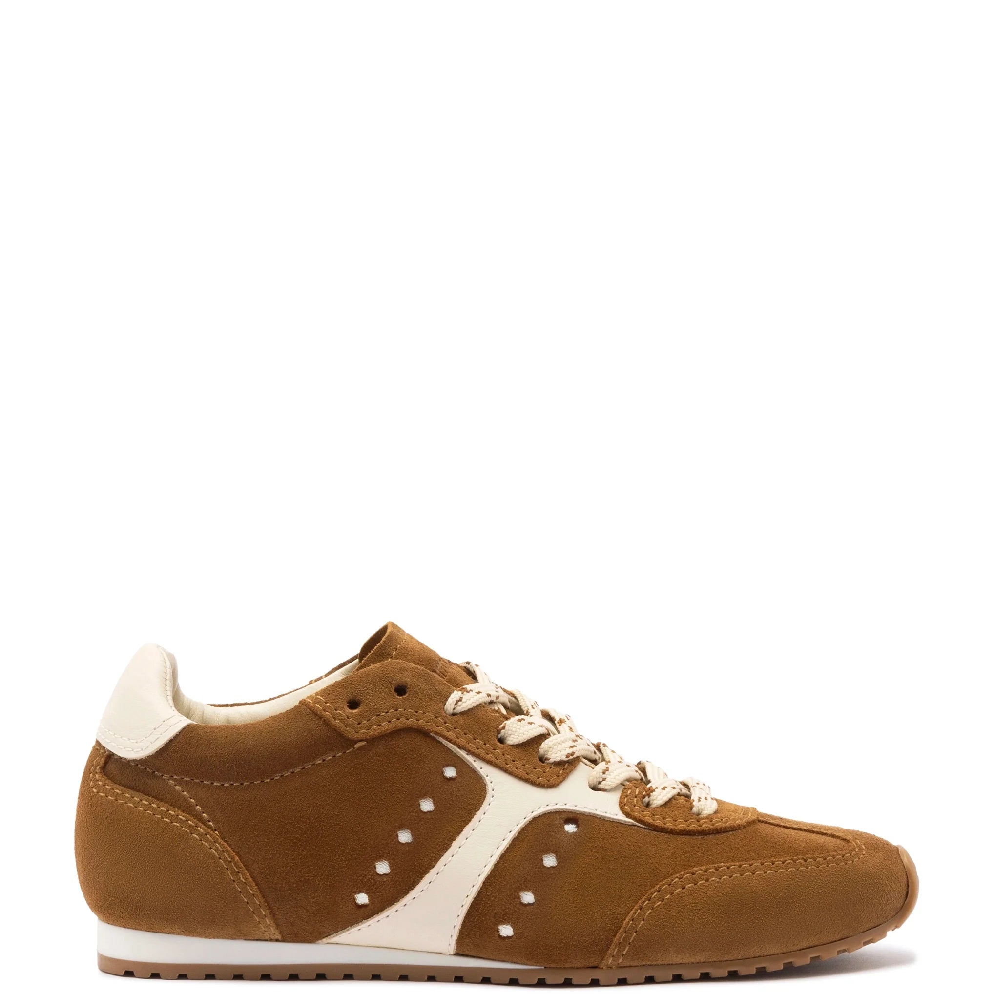 Stella Sneaker In Russet Suede and Ivory Leather by Larroudé