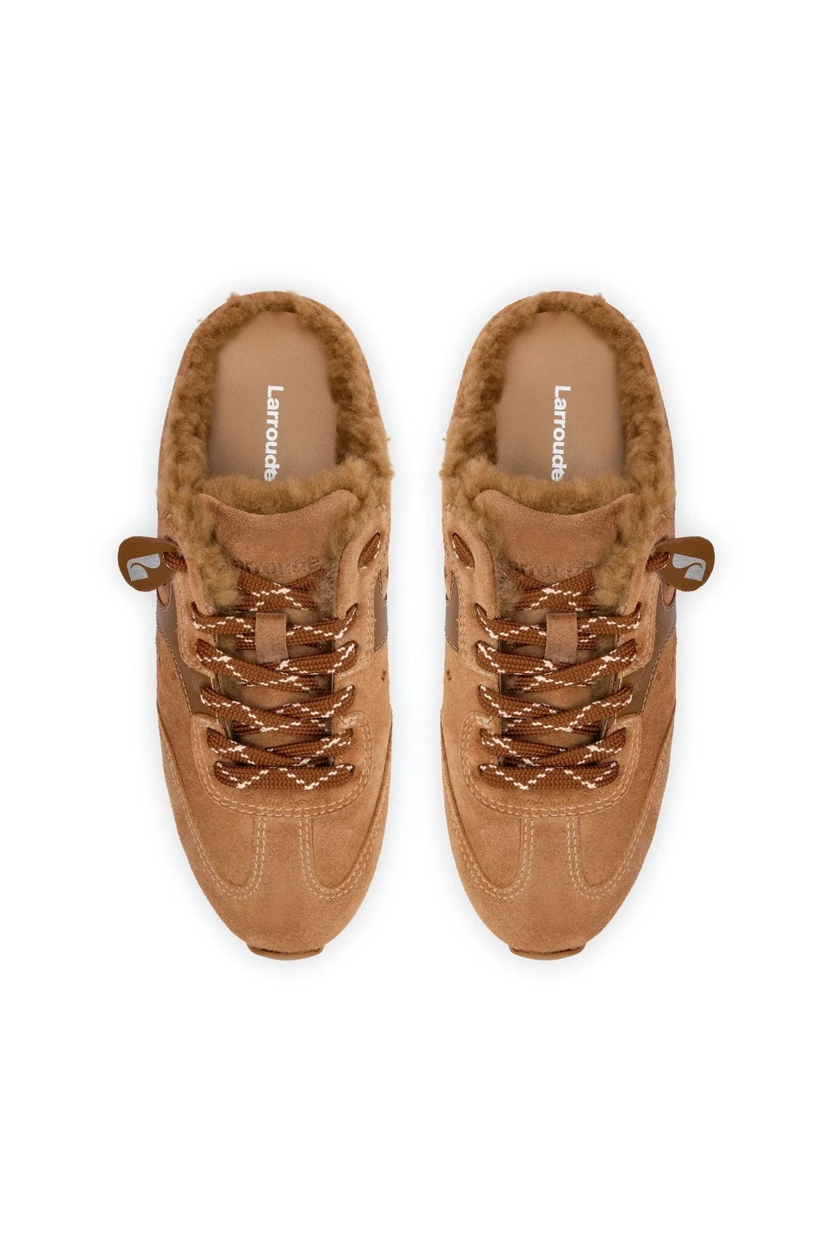 Stella Mule In Peanut Suede And Natural Shearling by Larroudé