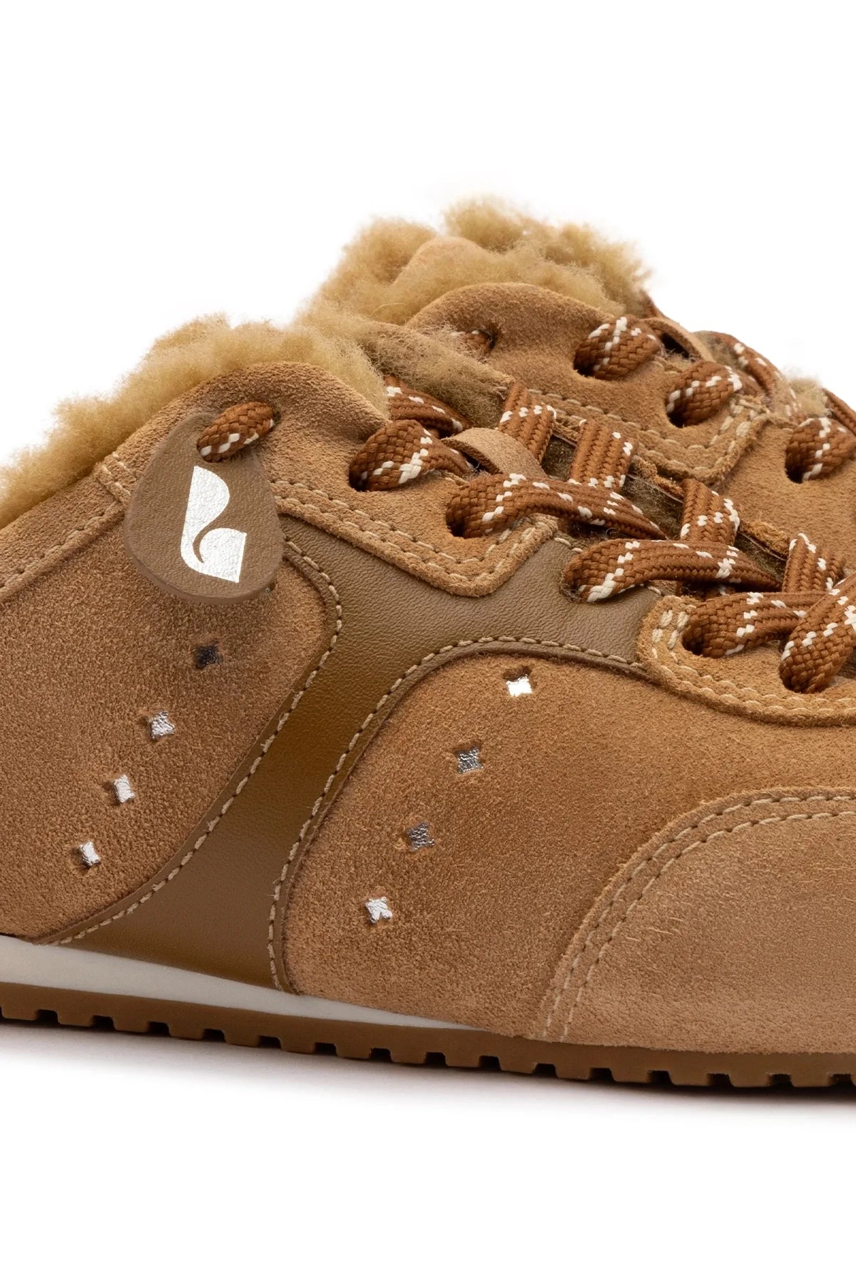 Stella Mule In Peanut Suede And Natural Shearling by Larroudé