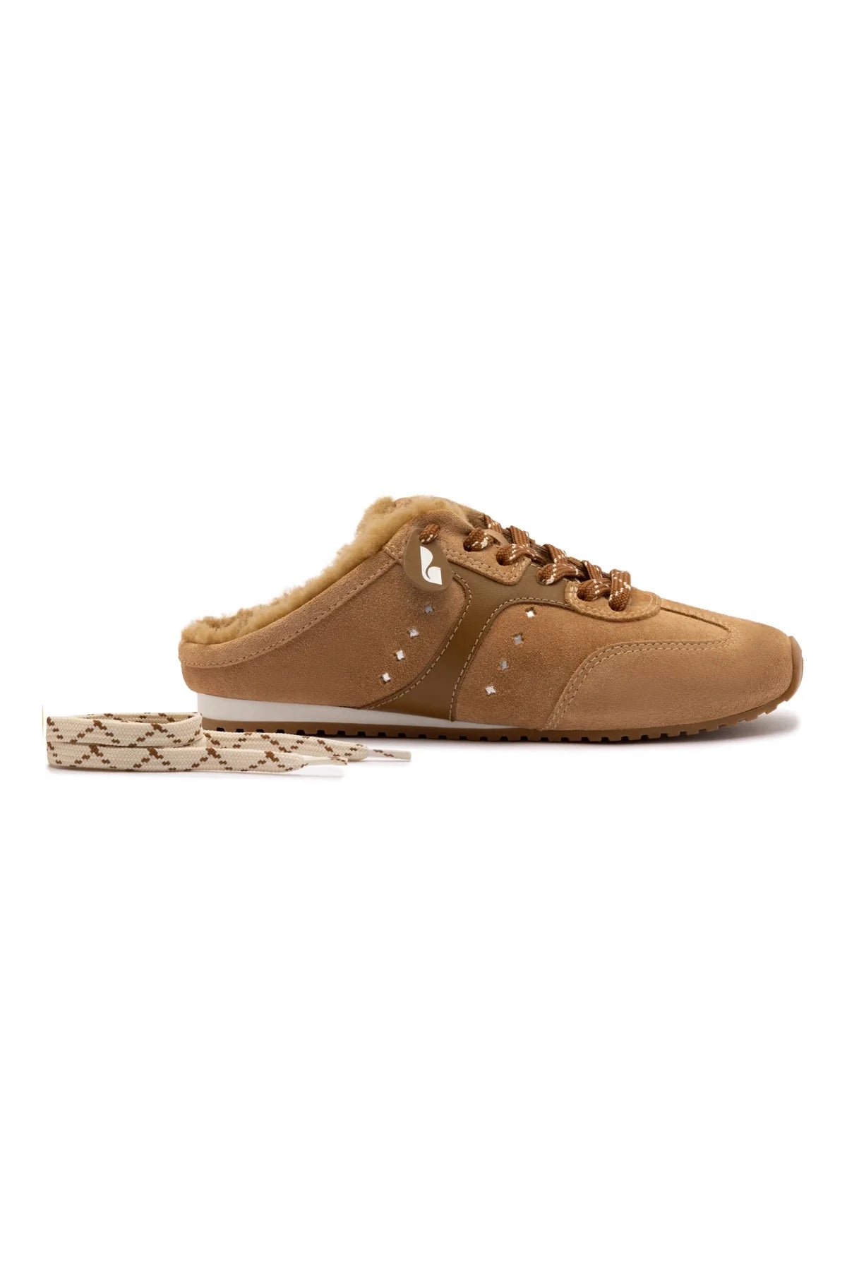 Stella Mule In Peanut Suede And Natural Shearling by Larroudé