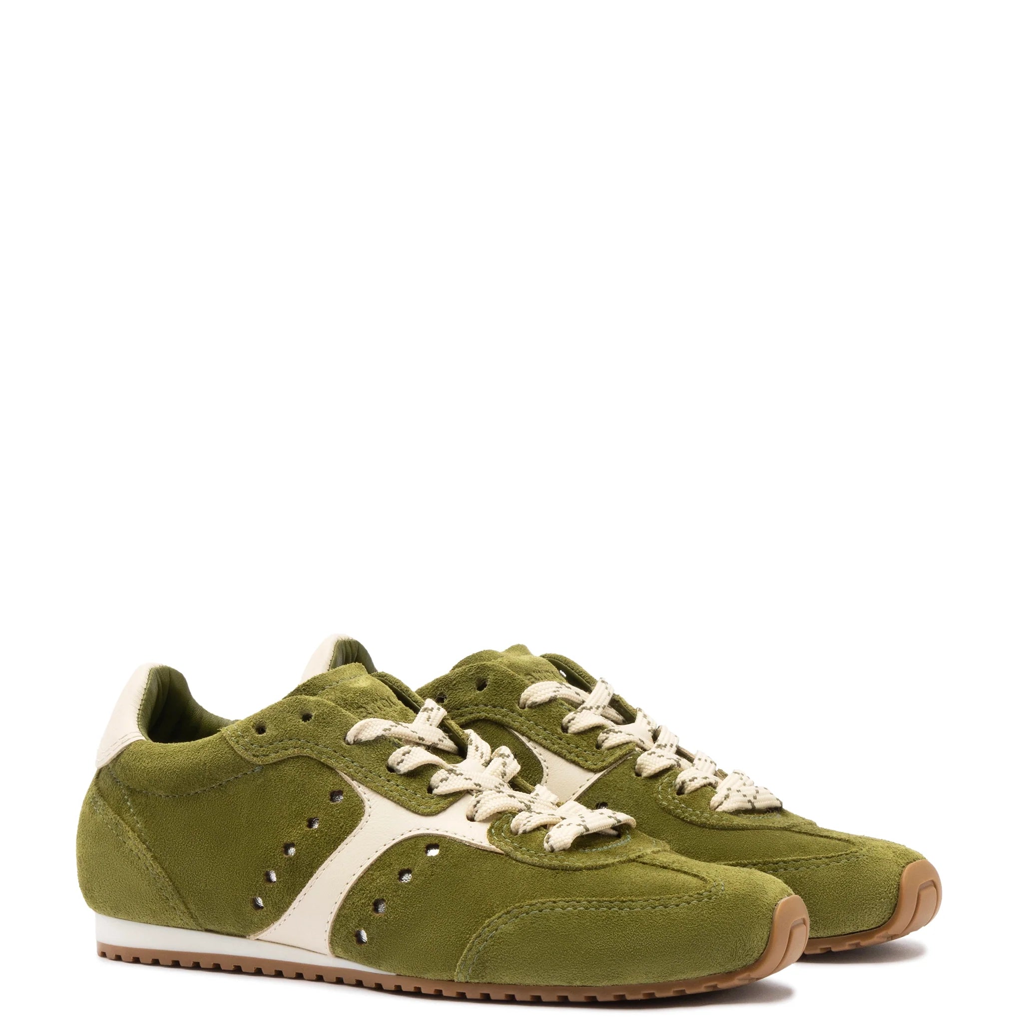 Stella Sneaker In Seaweed Suede and Ivory Leather by Larroudé