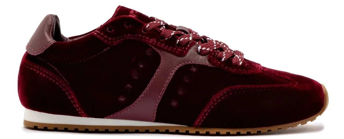 Stella Sneaker In Wine Velvet by Larroudé