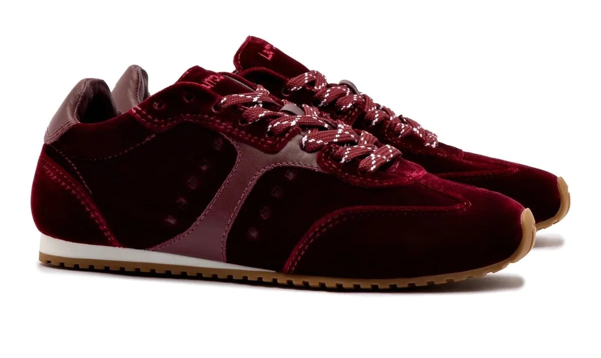 Stella Sneaker In Wine Velvet by Larroudé
